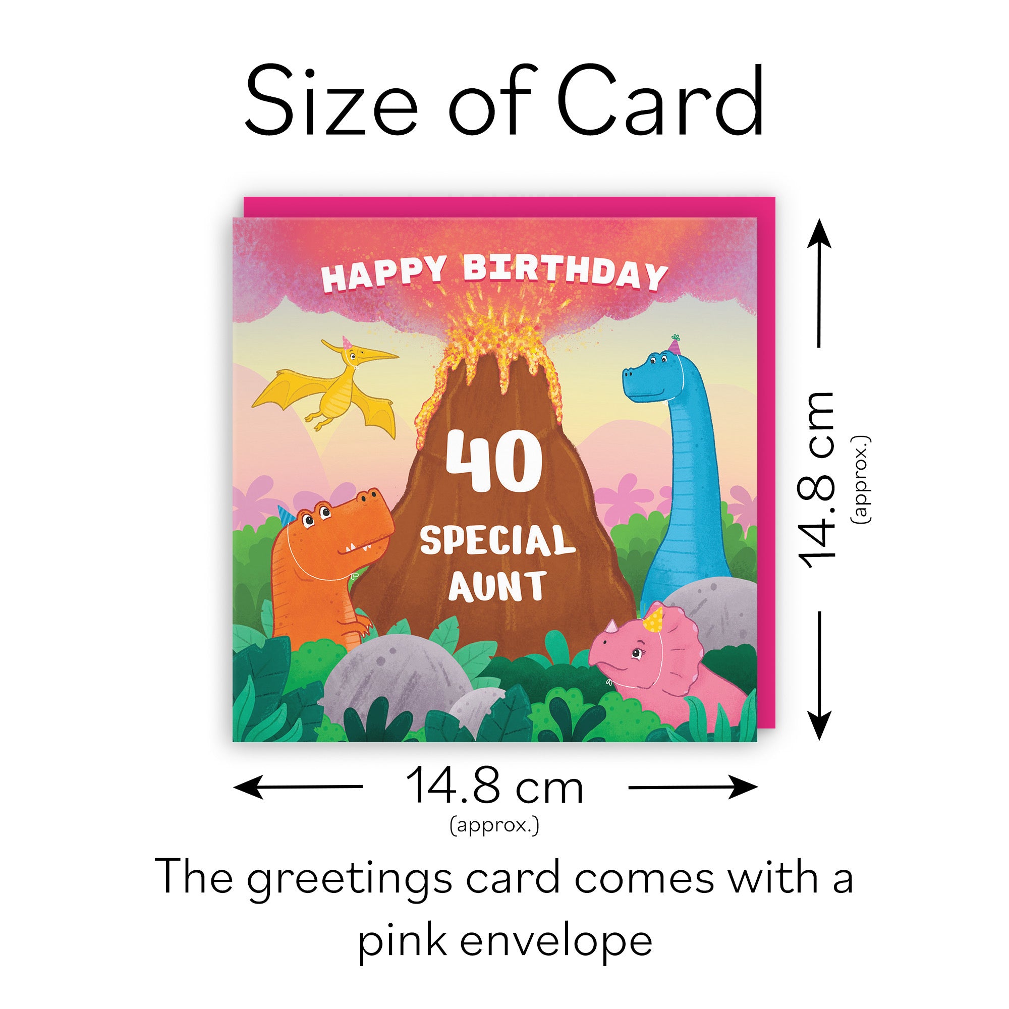 40th Aunt Dinosaur Birthday Card Volcano Imagination - Default Title (LG02063)