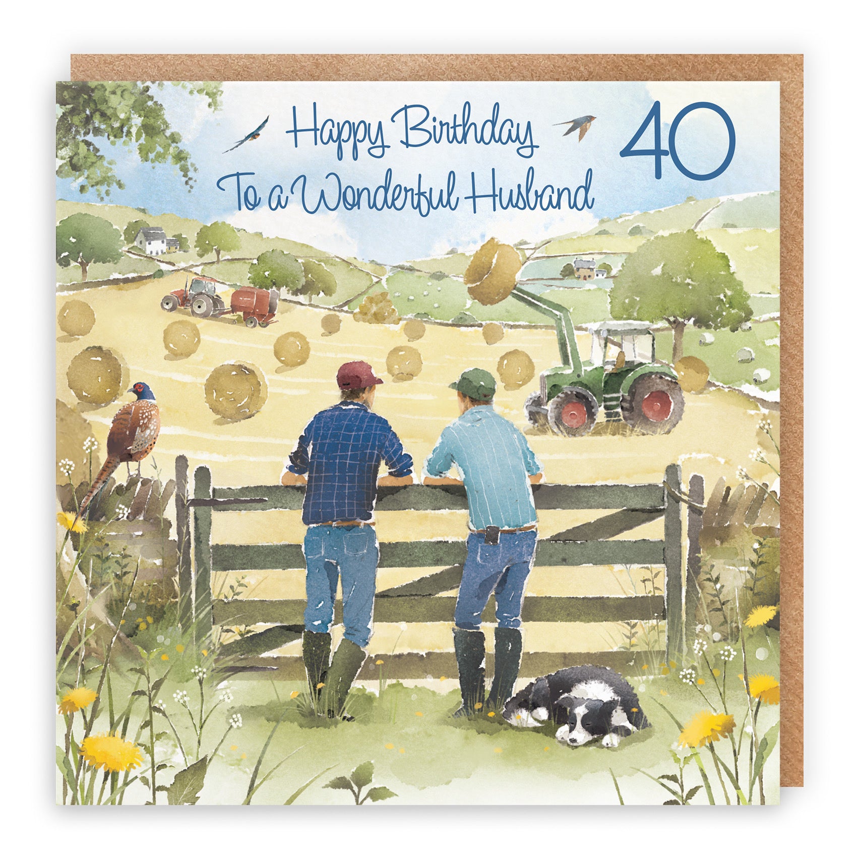 40th Husband Farmers Birthday Card Haymaking Milo's Gallery - Default Title (RT03857)