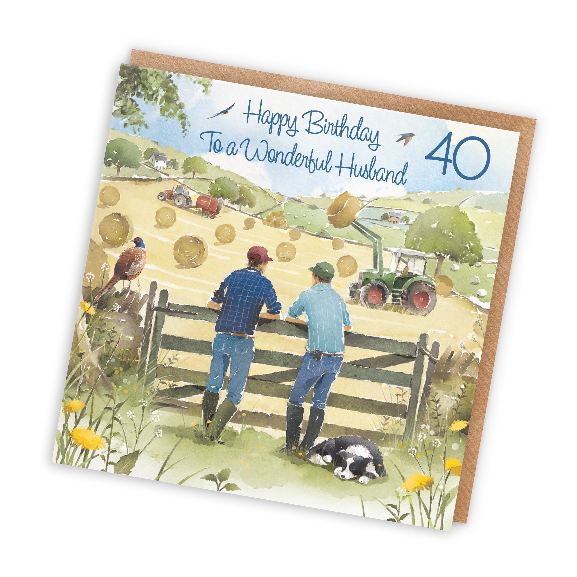 40th Husband Farmers Birthday Card Haymaking Milo's Gallery - Default Title (RT03857)