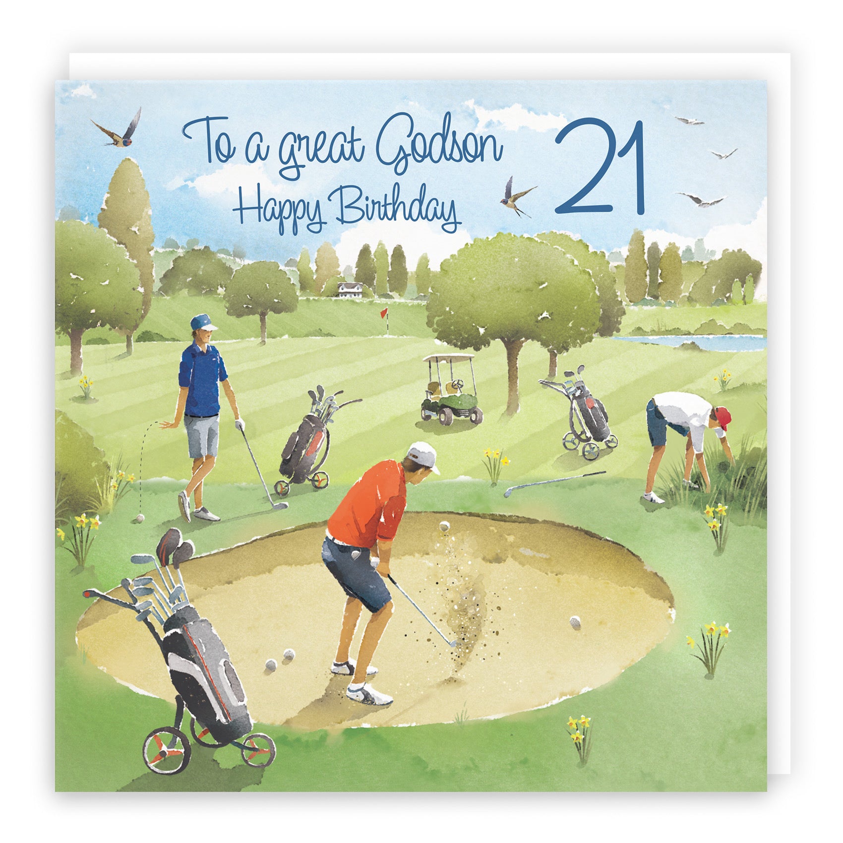 21st Godson Golfing Birthday Card Golf Bunker Milo's Gallery - Default Title (RT03872)