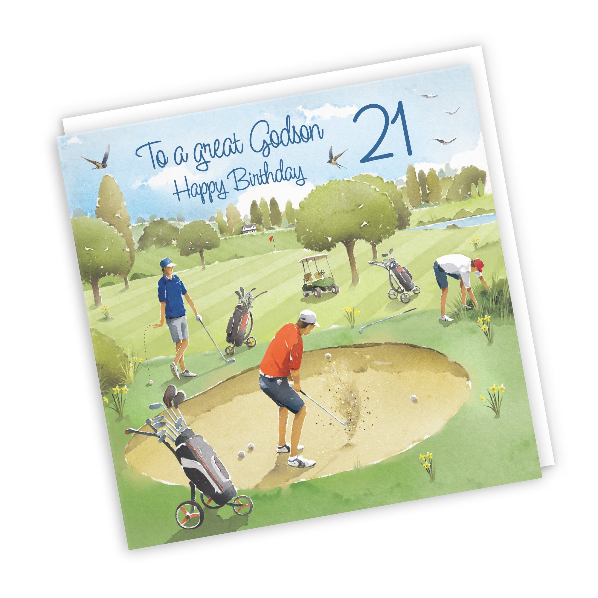 21st Godson Golfing Birthday Card Golf Bunker Milo's Gallery - Default Title (RT03872)