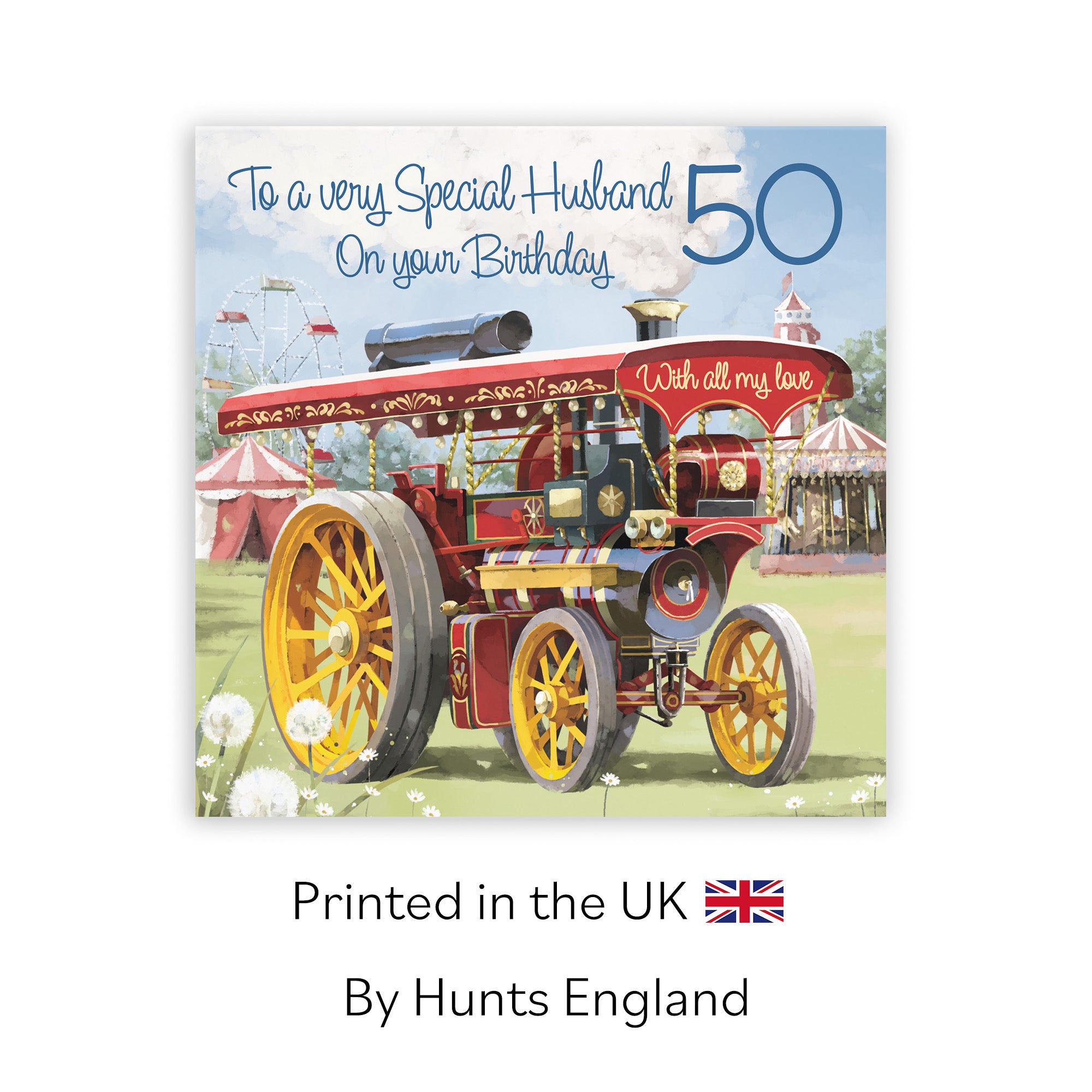 50th Husband Traction Engine Birthday Card Milo's Gallery - Default Title (RT03894)