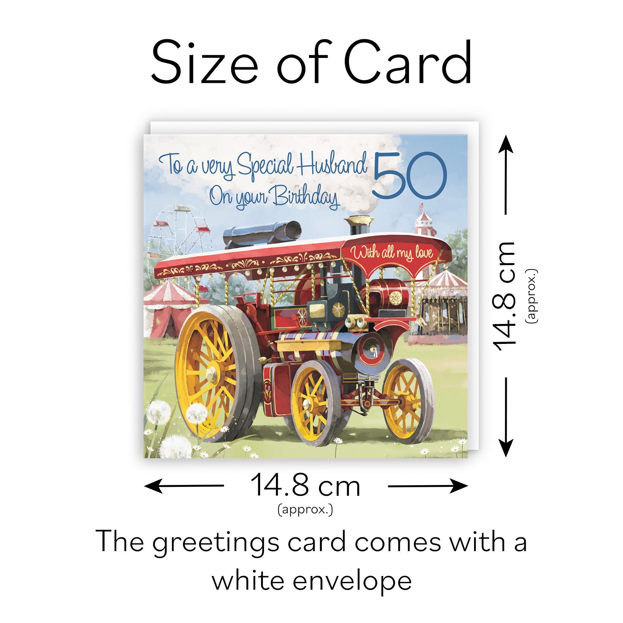 50th Husband Traction Engine Birthday Card Milo's Gallery - Default Title (RT03894)