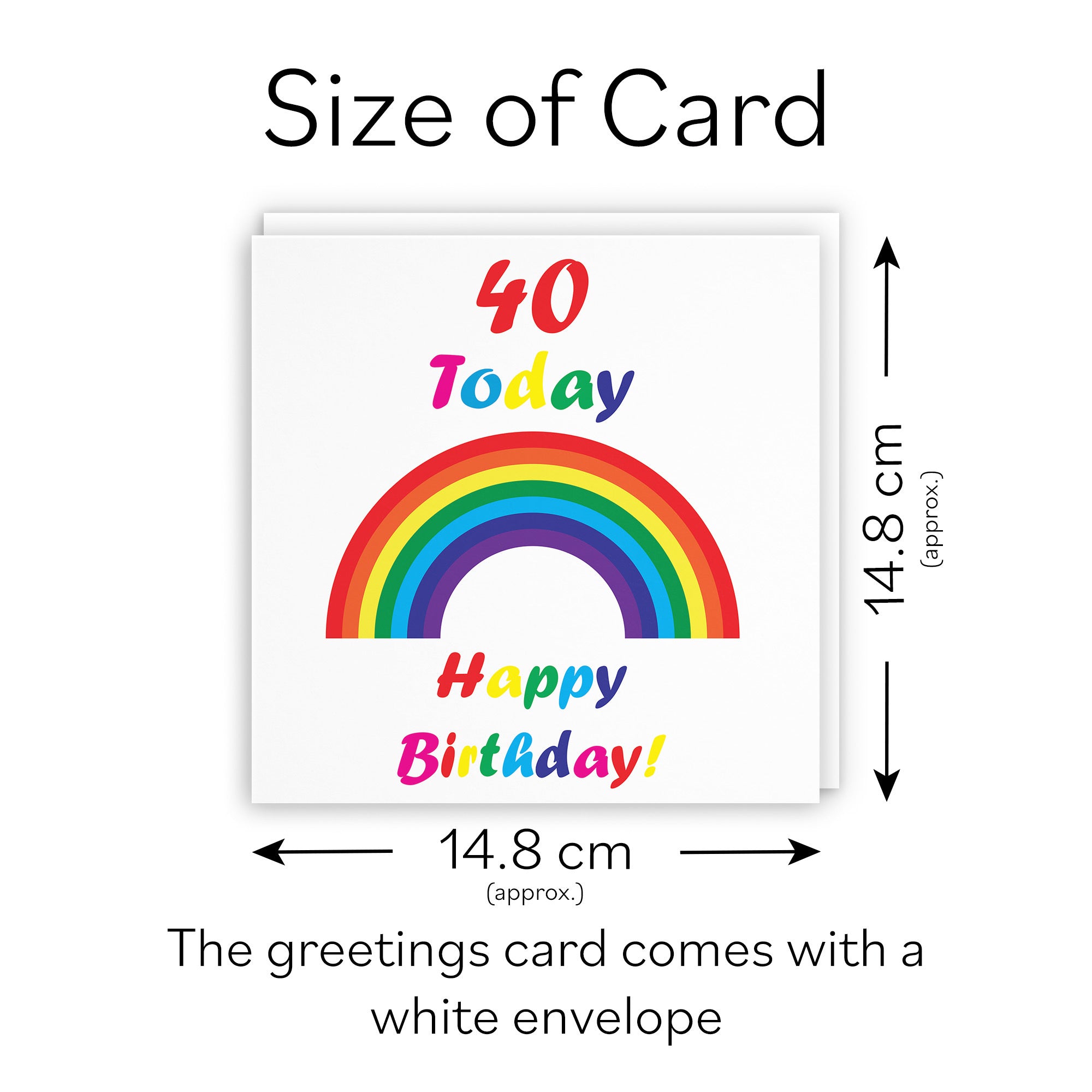 40th Birthday Card Colourful Rainbow - Default Title (TH02137)