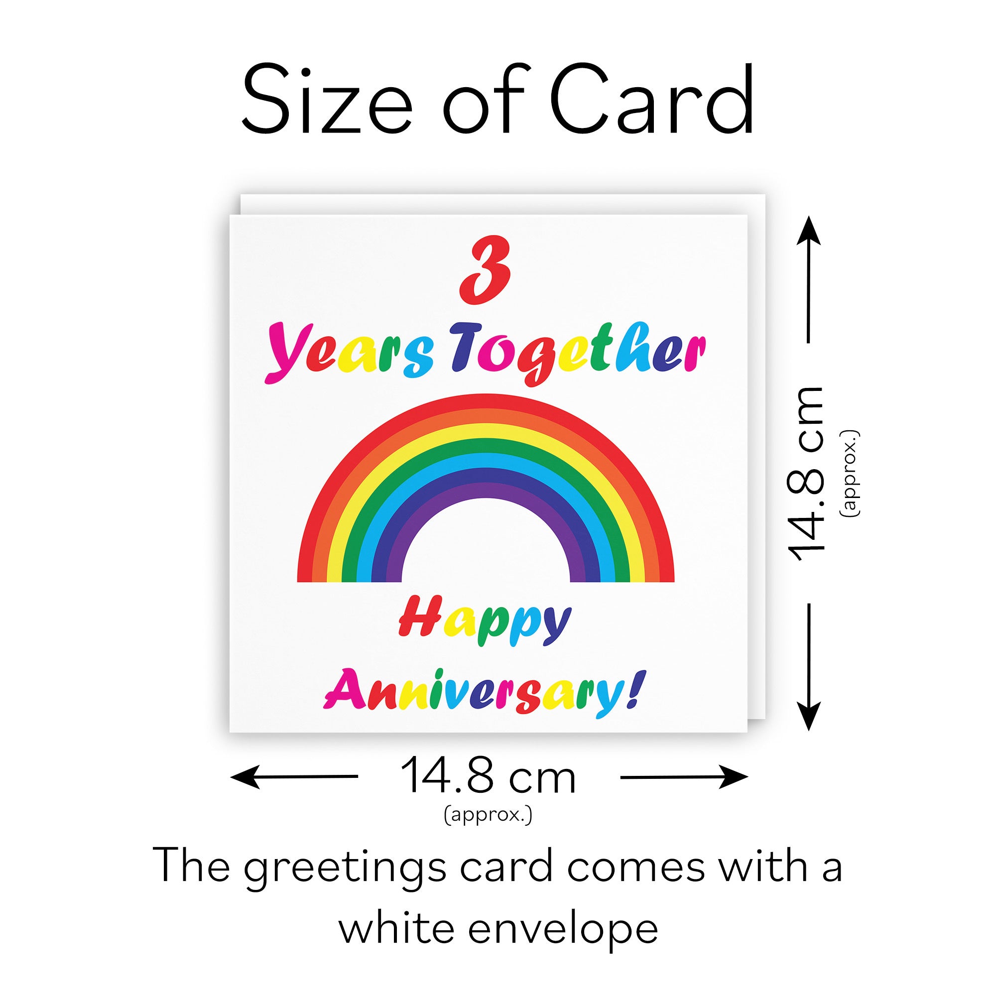 3rd LGBT Same Sex Anniversary Card Rainbow - Default Title (TH02142)
