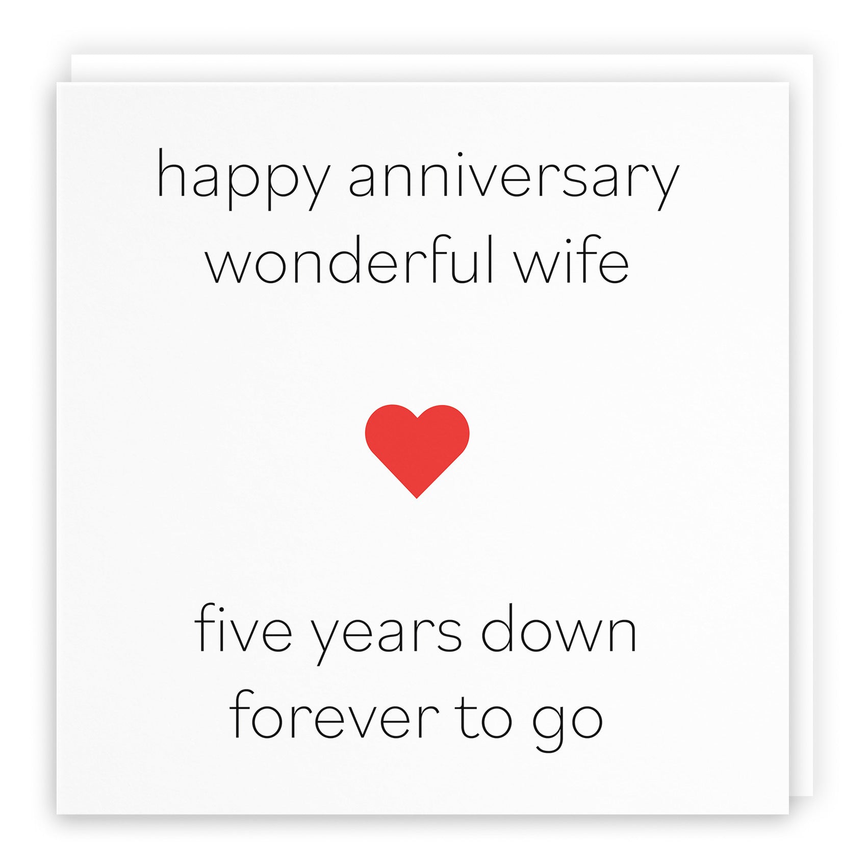 5th Wife Anniversary Card Five Years Down Red Heart - Default Title (TH02203)