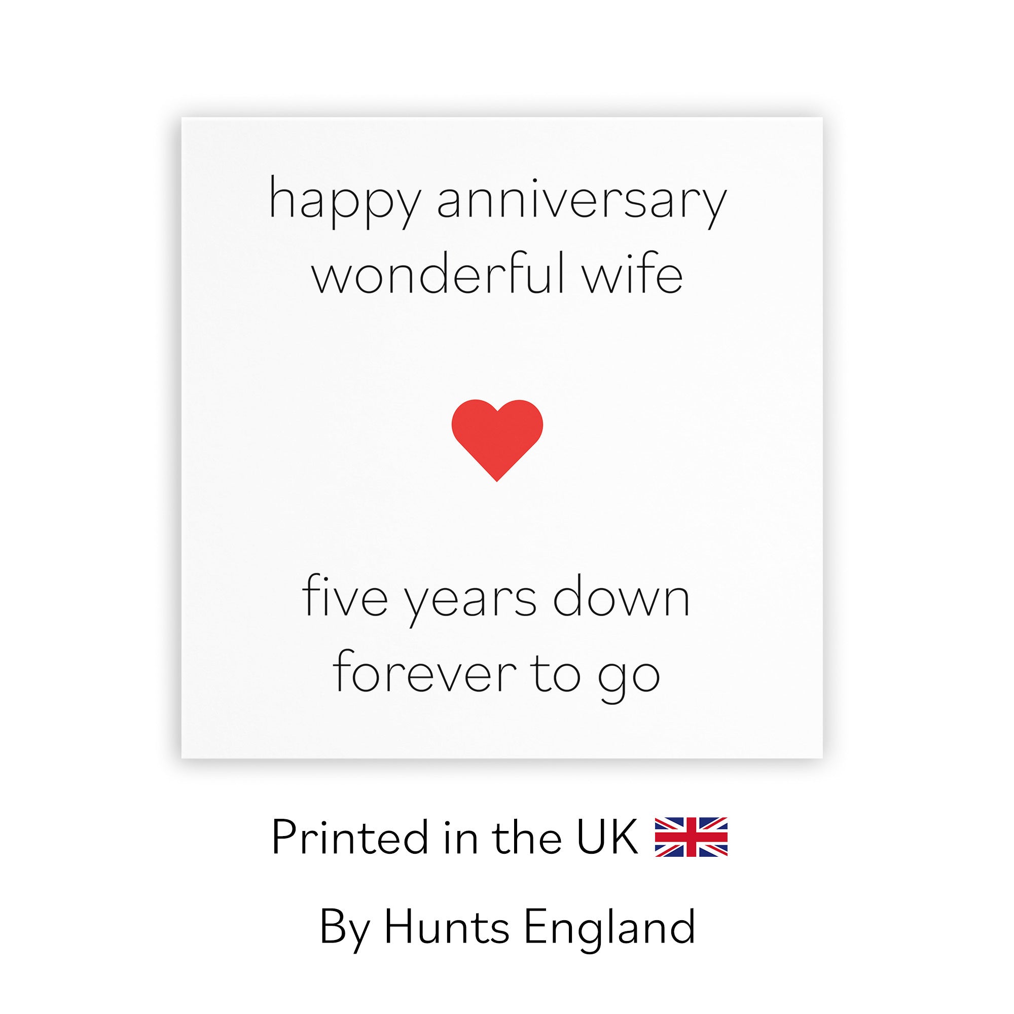 5th Wife Anniversary Card Five Years Down Red Heart - Default Title (TH02203)