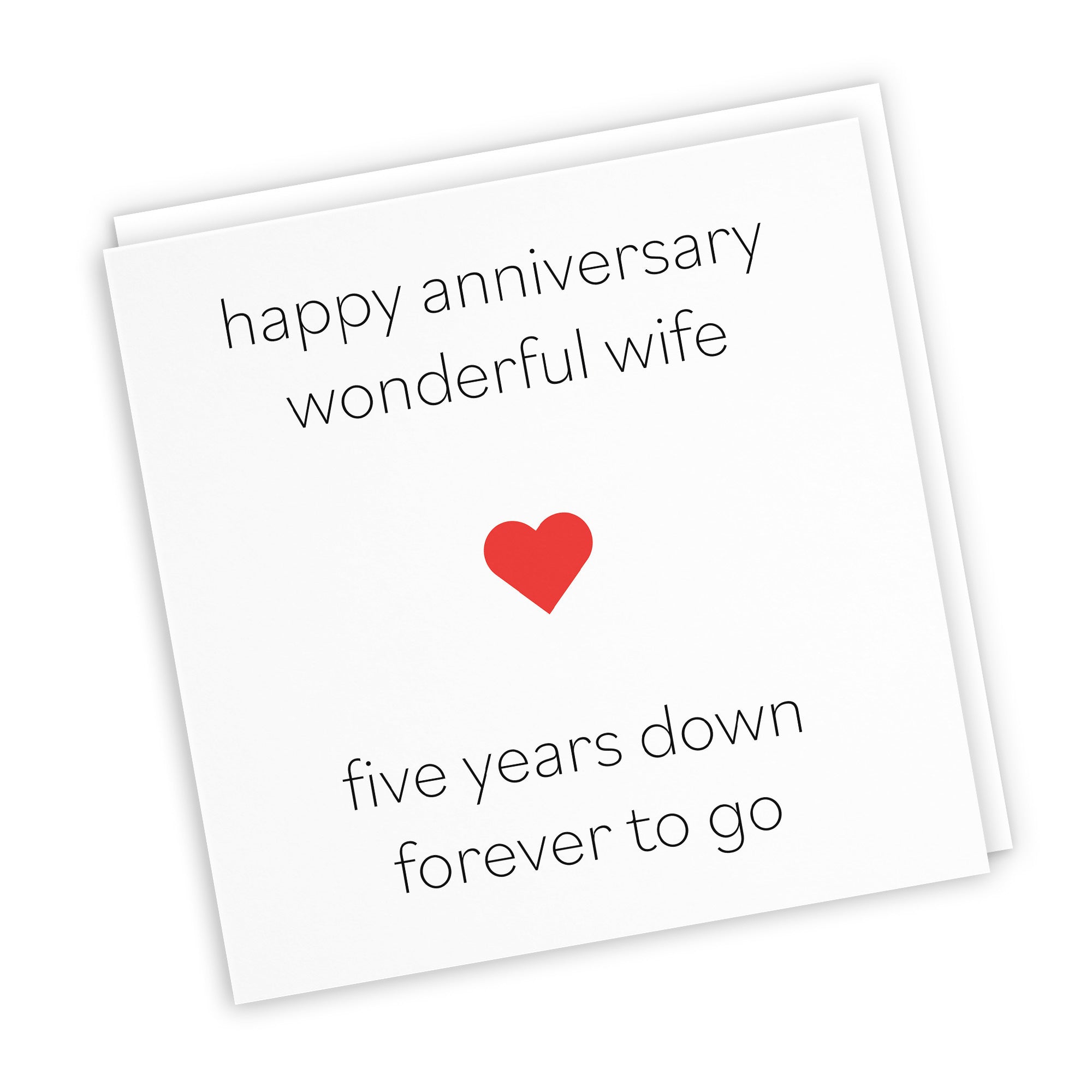 5th Wife Anniversary Card Five Years Down Red Heart - Default Title (TH02203)
