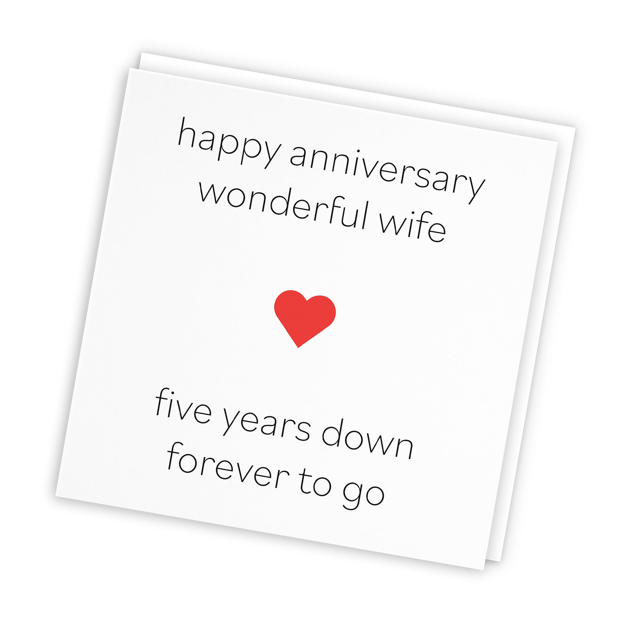 5th Wife Anniversary Card Five Years Down Red Heart - Default Title (TH02203)