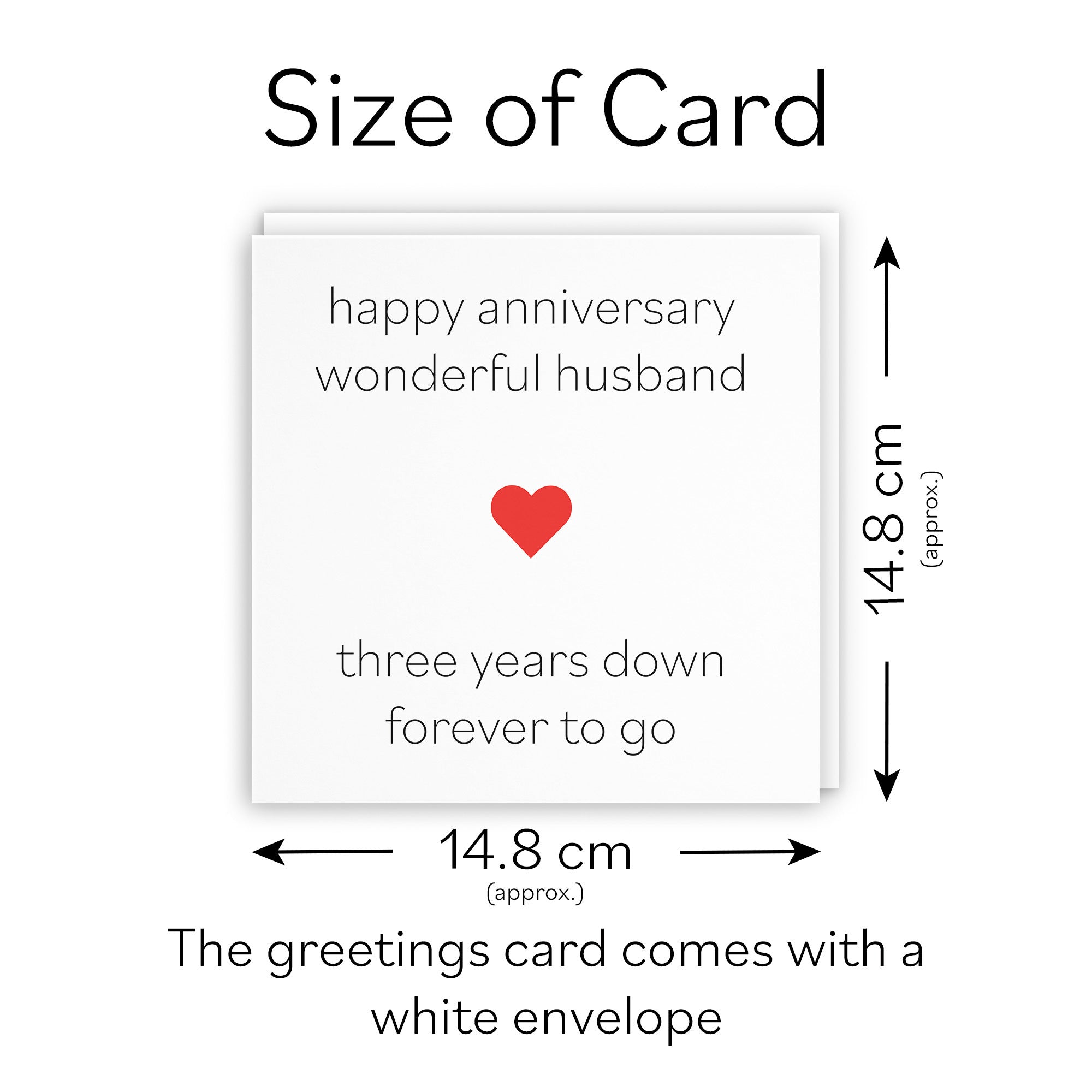 3rd Husband Anniversary Card Three Years Down Red Heart - Default Title (TH02205)
