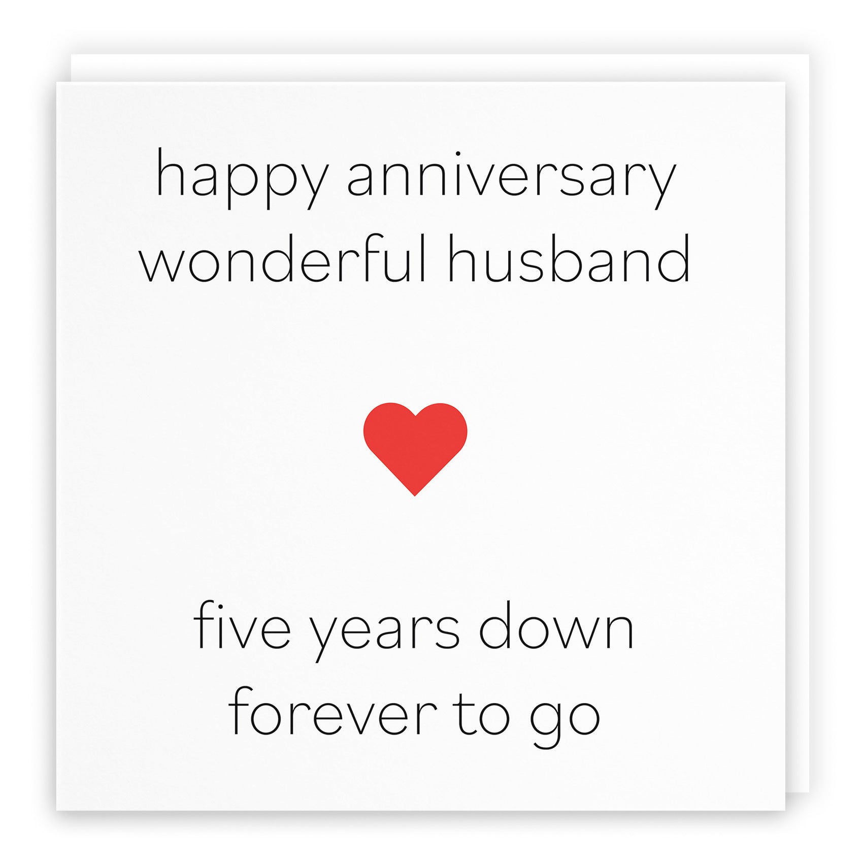 5th Husband Anniversary Card Five Years Down Red Heart - Default Title (TH02206)