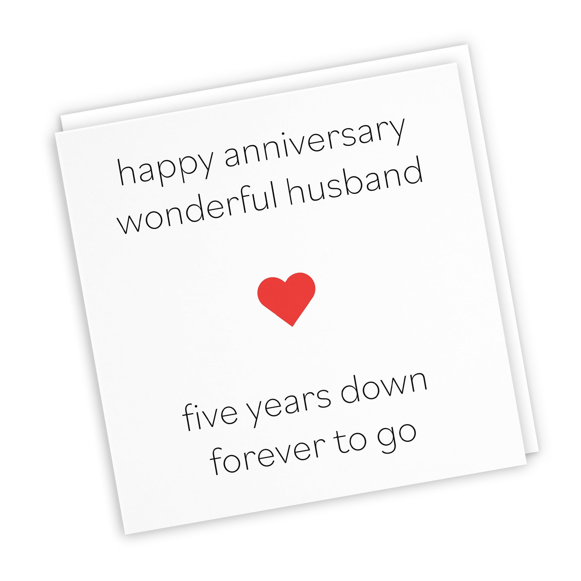 5th Husband Anniversary Card Five Years Down Red Heart - Default Title (TH02206)
