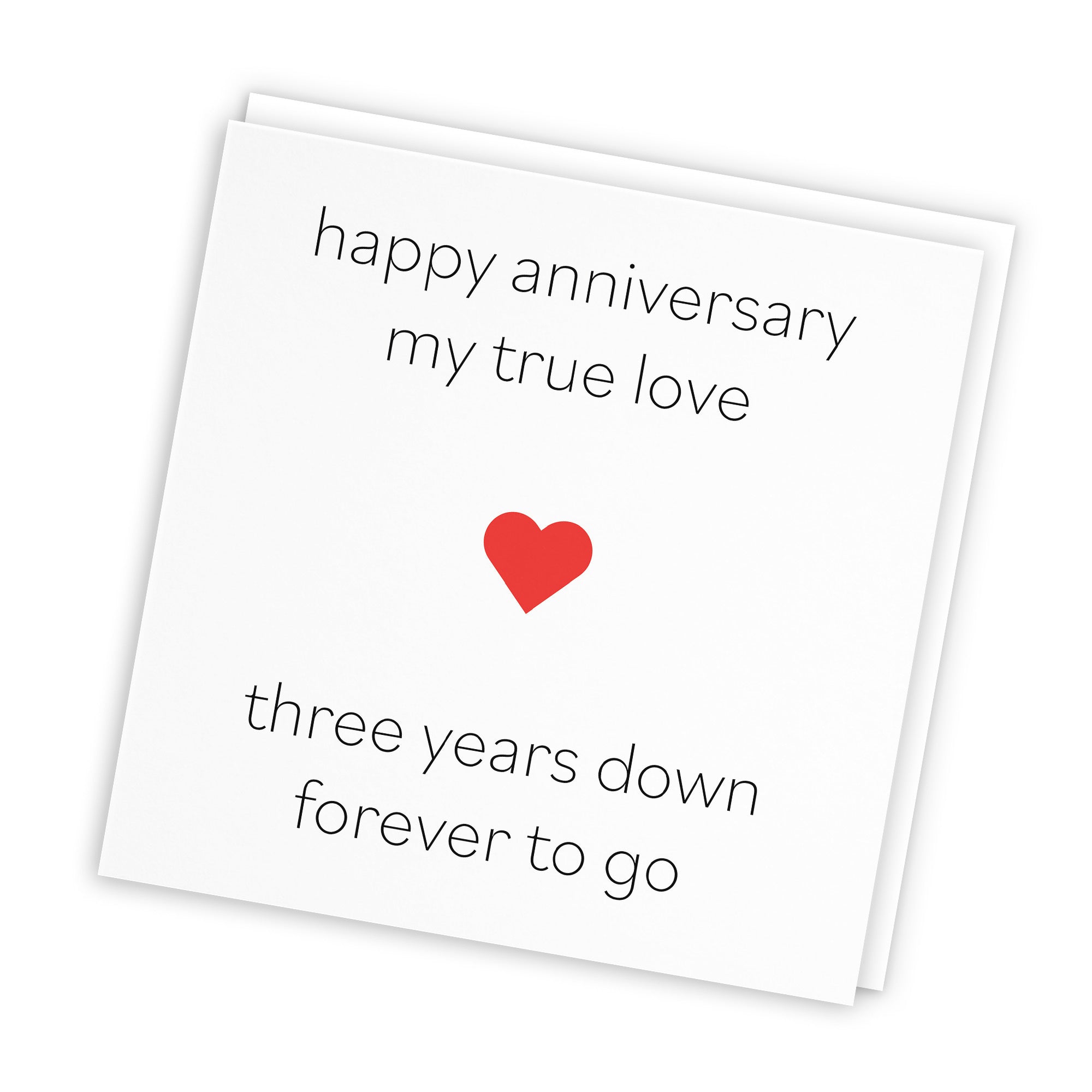 3rd Anniversary Card My True Love Three Years Down Red Heart - Default Title (TH02208)