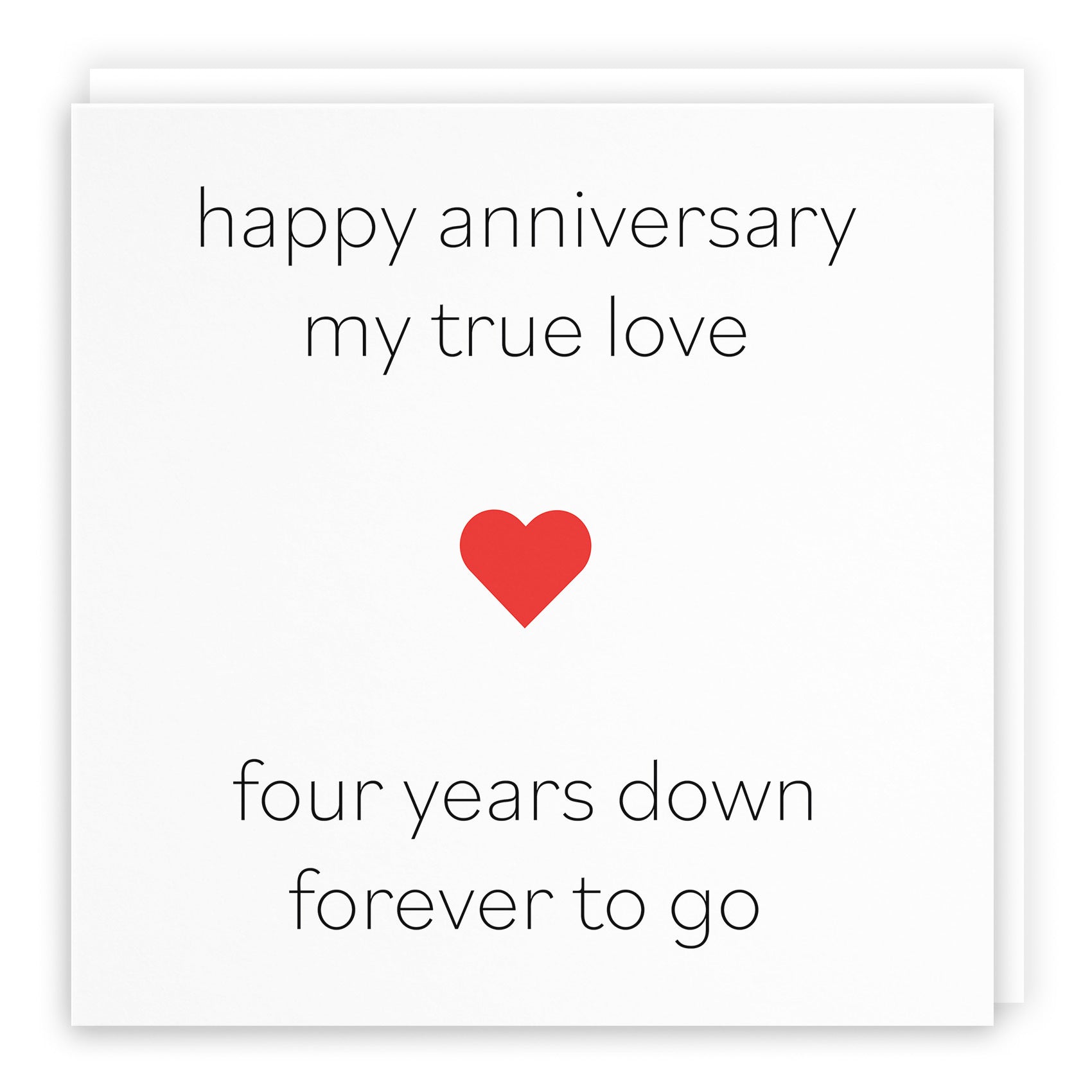 4th Anniversary Card My True Love Four Years Down Red Heart - Default Title (TH02209)