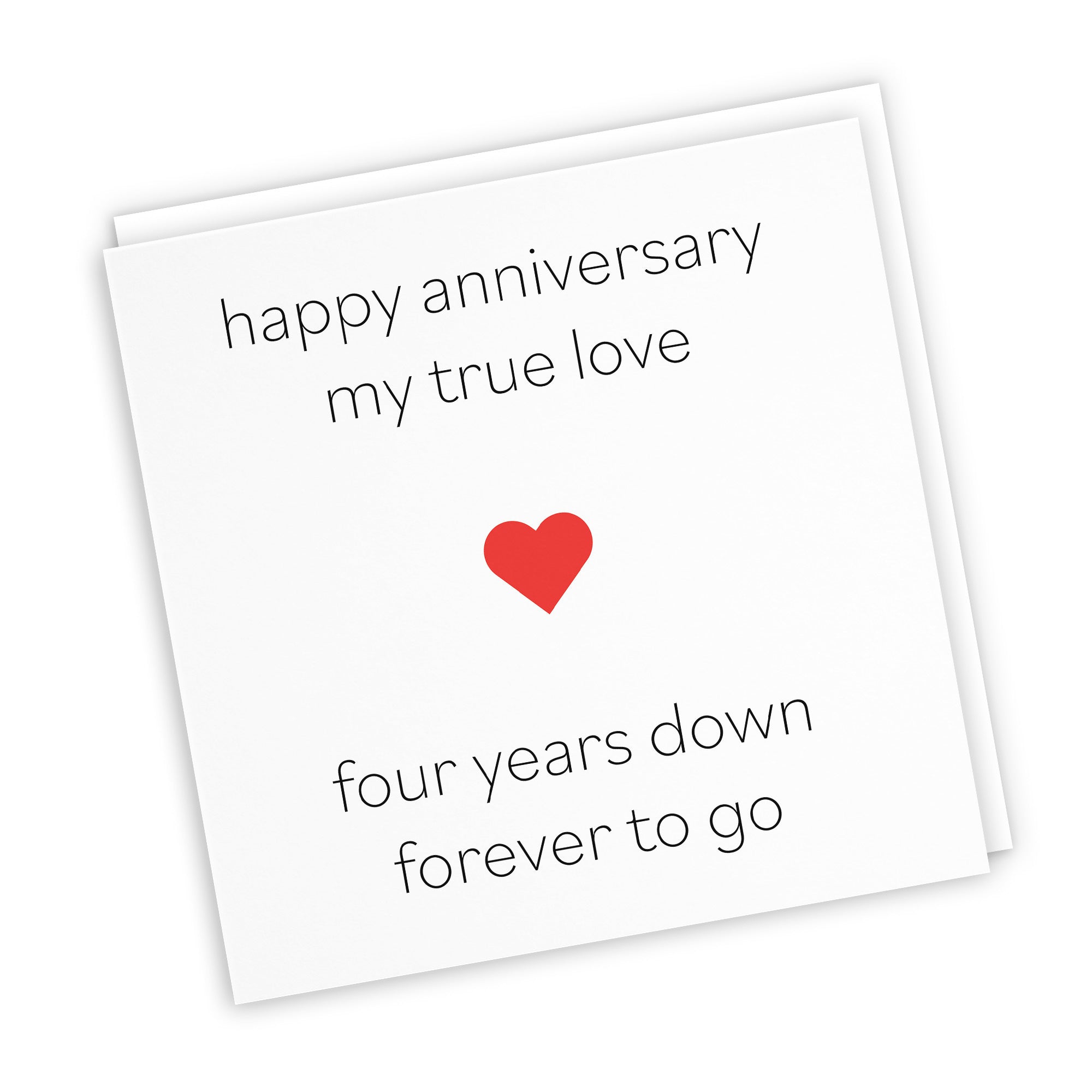 4th Anniversary Card My True Love Four Years Down Red Heart - Default Title (TH02209)