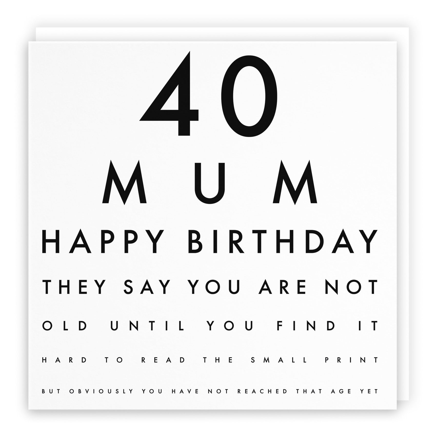 40th Mum Birthday Card Funny Eye Sight Letters - Default Title (TH02226)