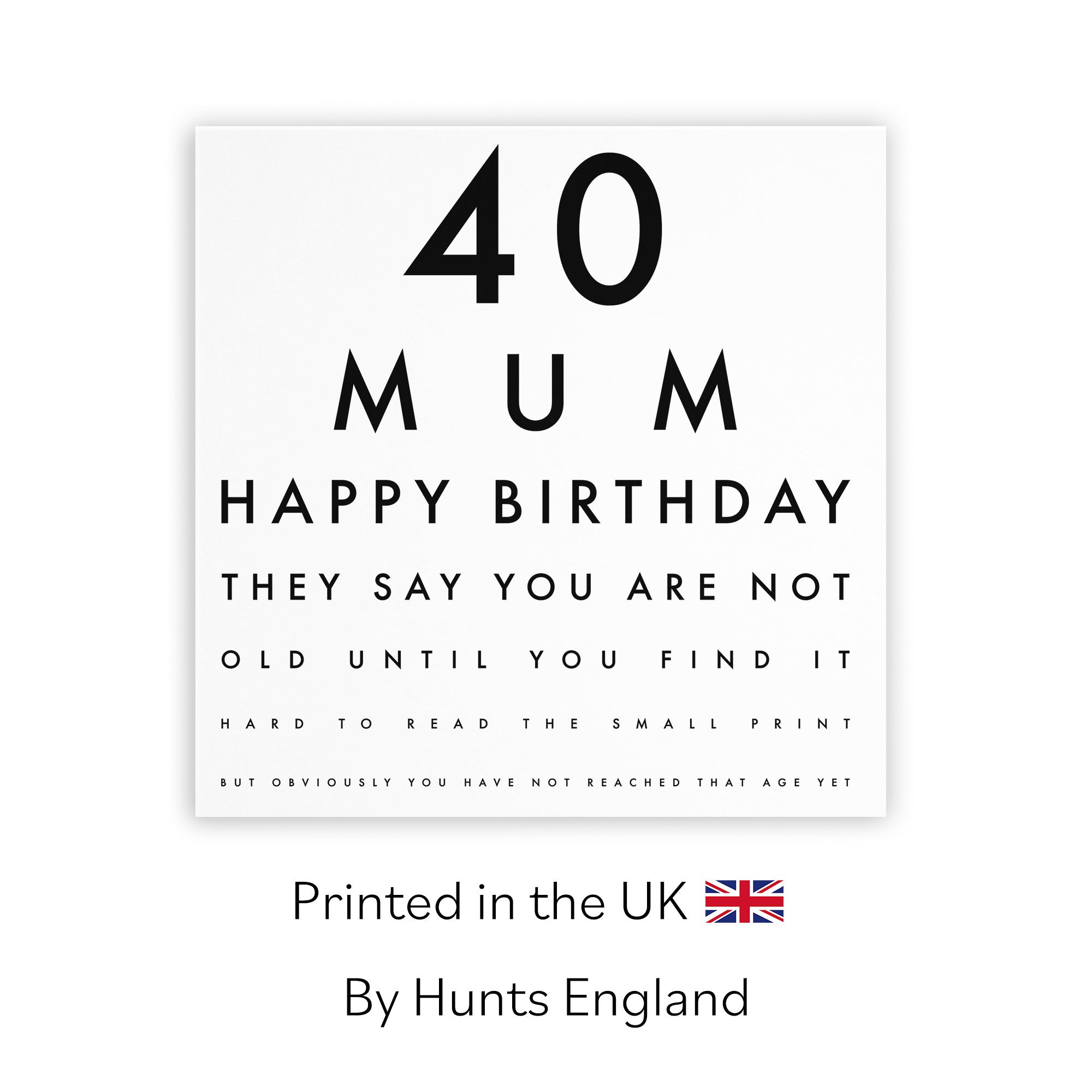 40th Mum Birthday Card Funny Eye Sight Letters - Default Title (TH02226)