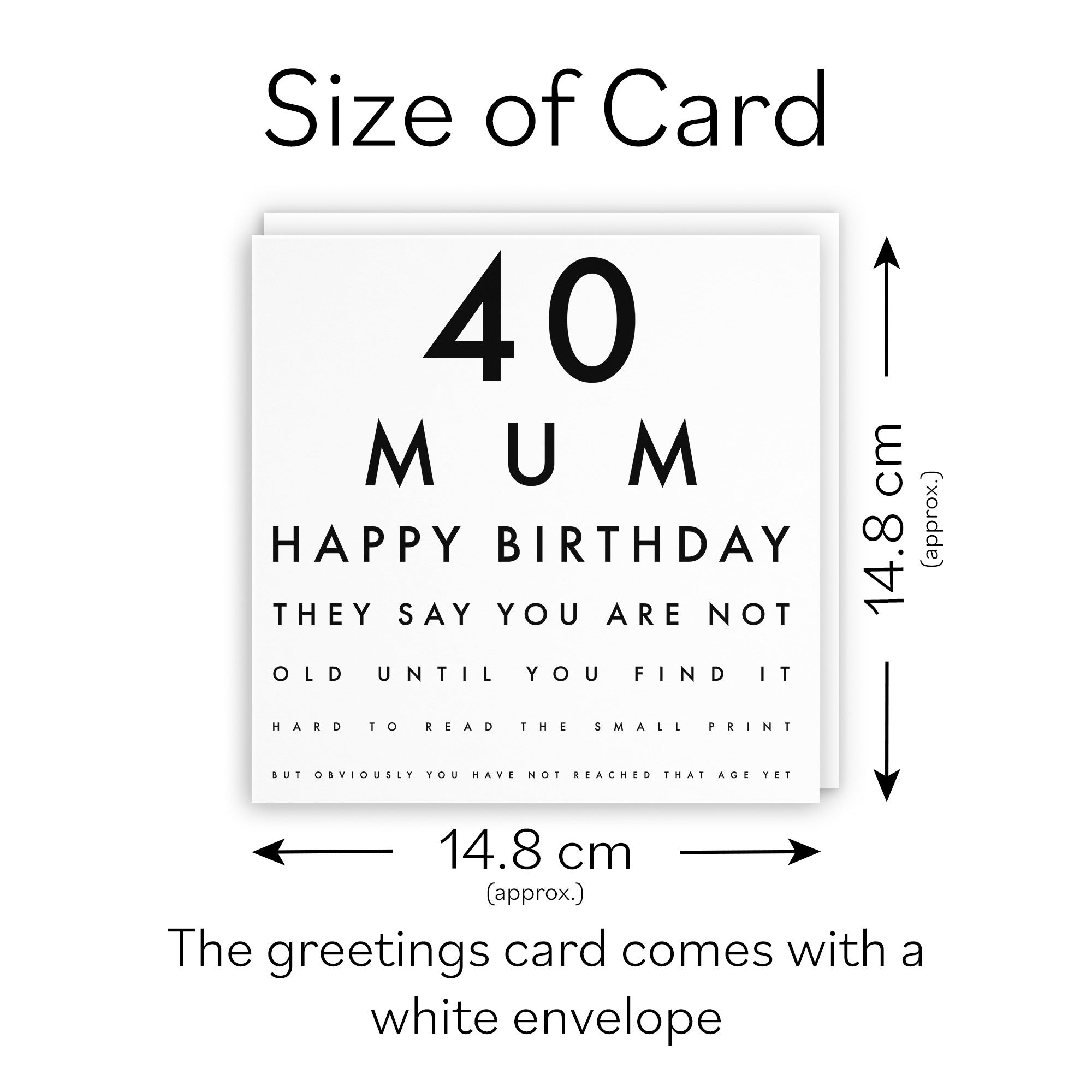 40th Mum Birthday Card Funny Eye Sight Letters - Default Title (TH02226)