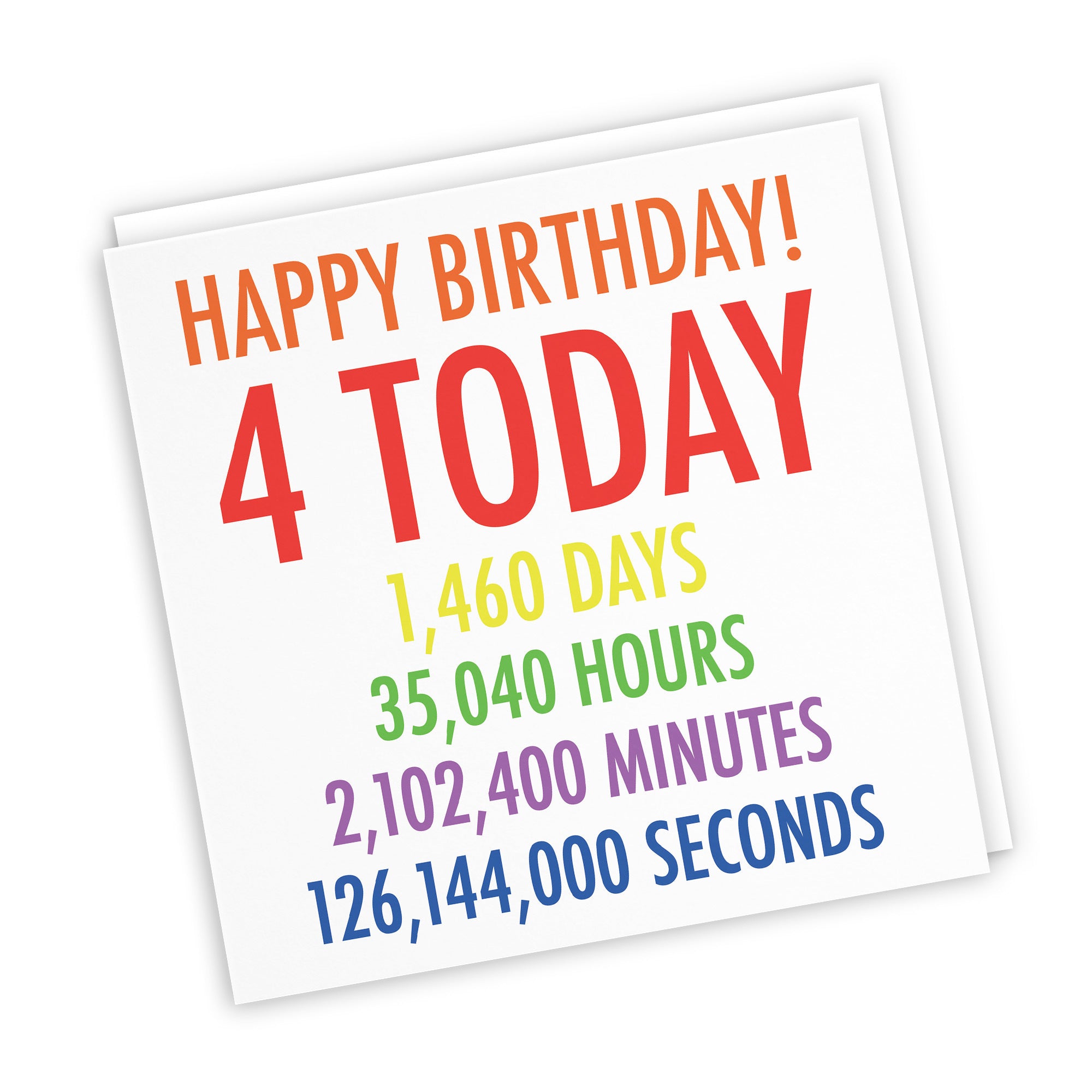 4th Birthday Card Colourful Numbers - Default Title (TH02322)