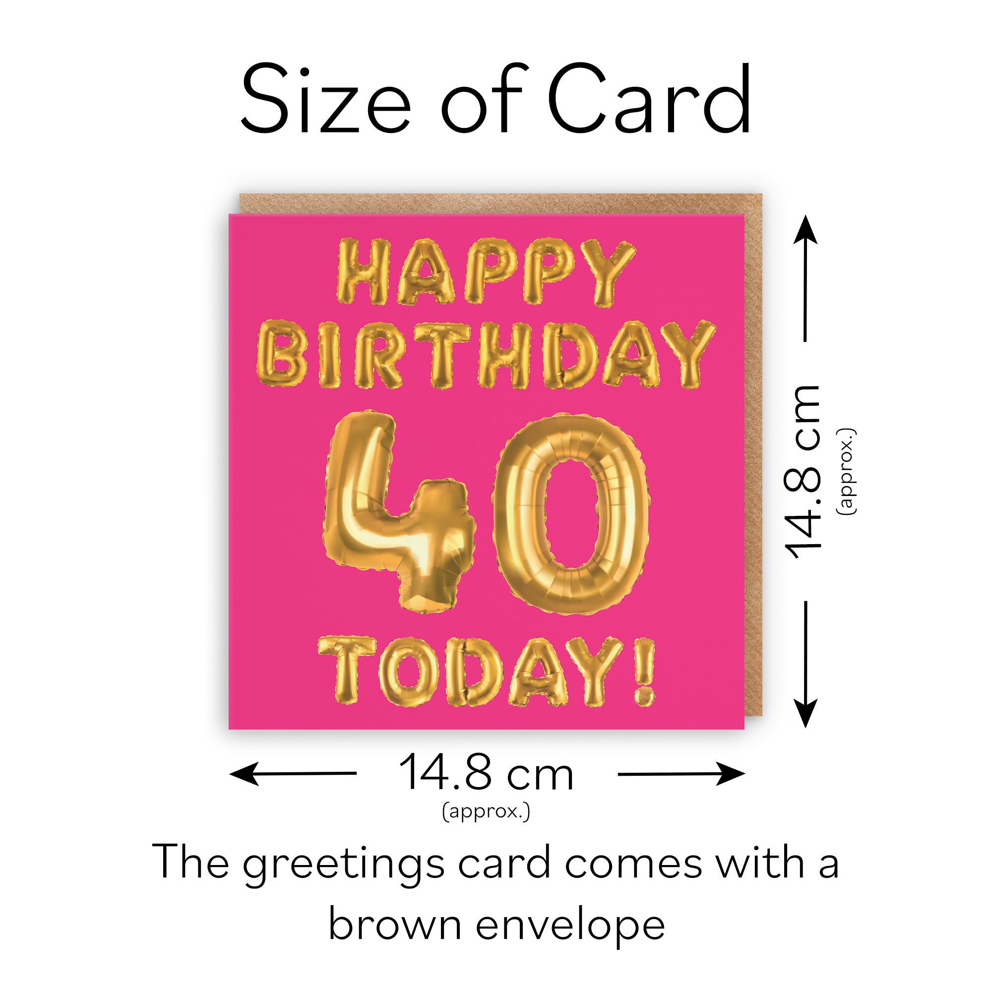 40th Birthday Card Pink Balloon - Default Title (TH02653)