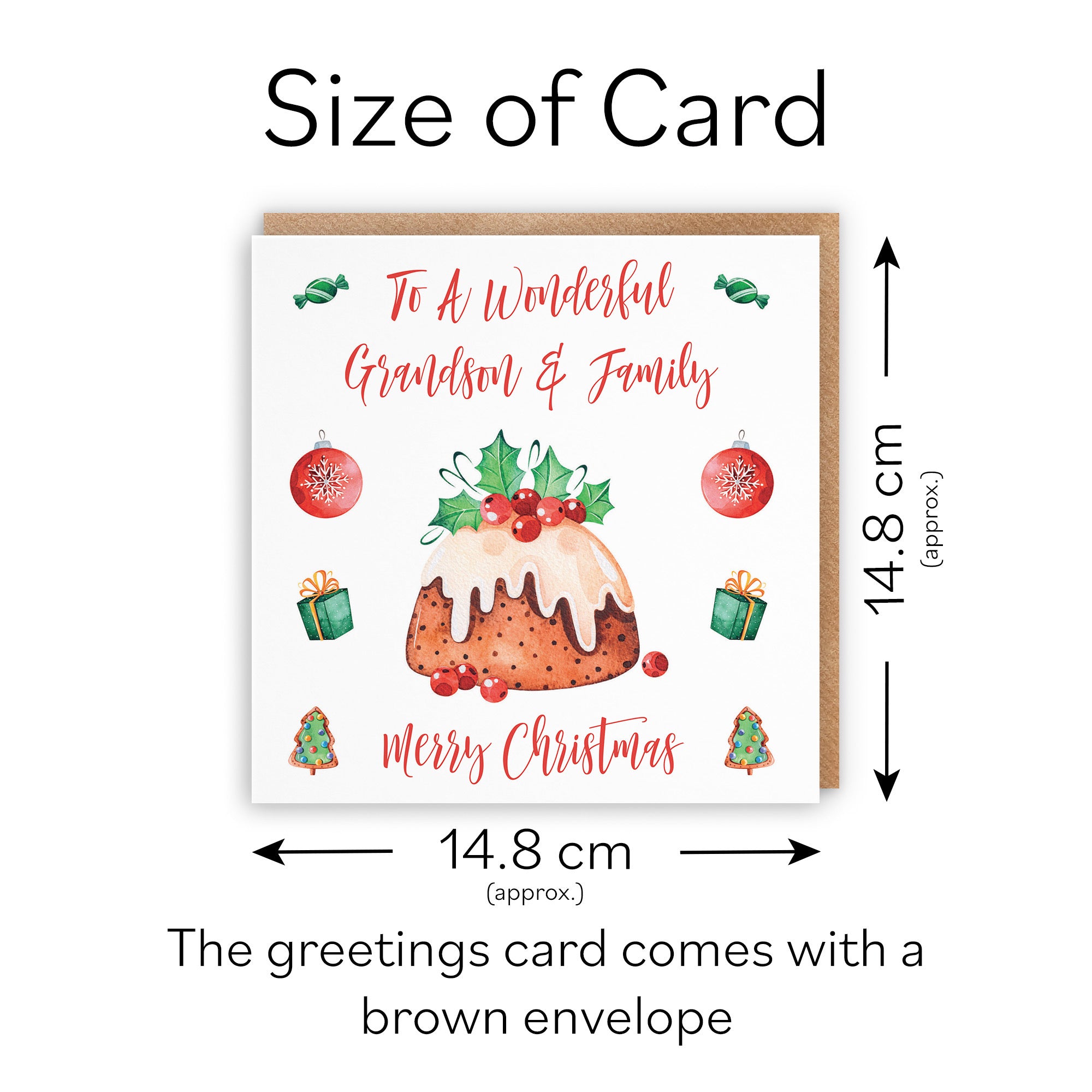Grandson And Family Card Christmas Pudding - Default Title (TH02929)