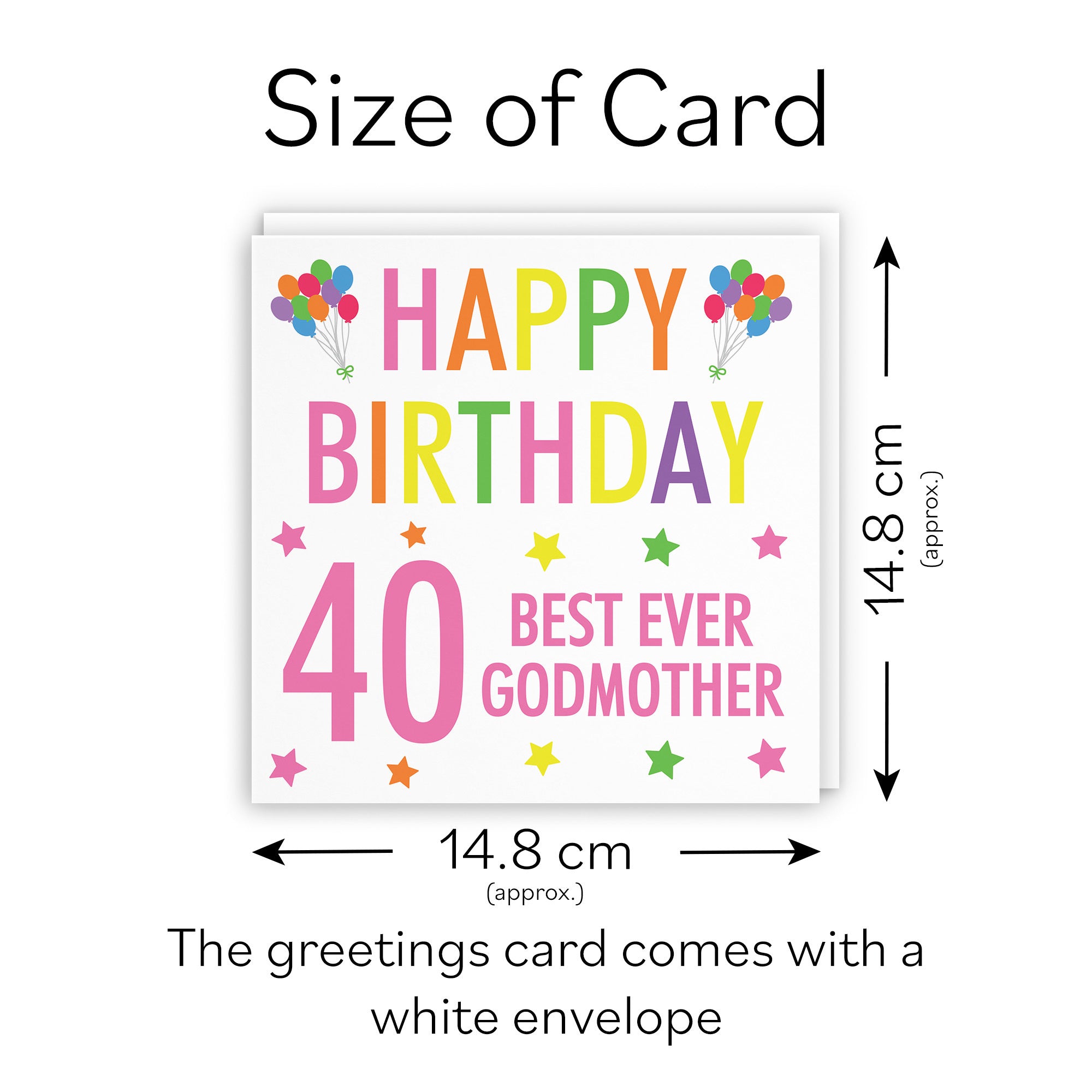 40th Godmother Birthday Card Colourful - Default Title (TH03159)