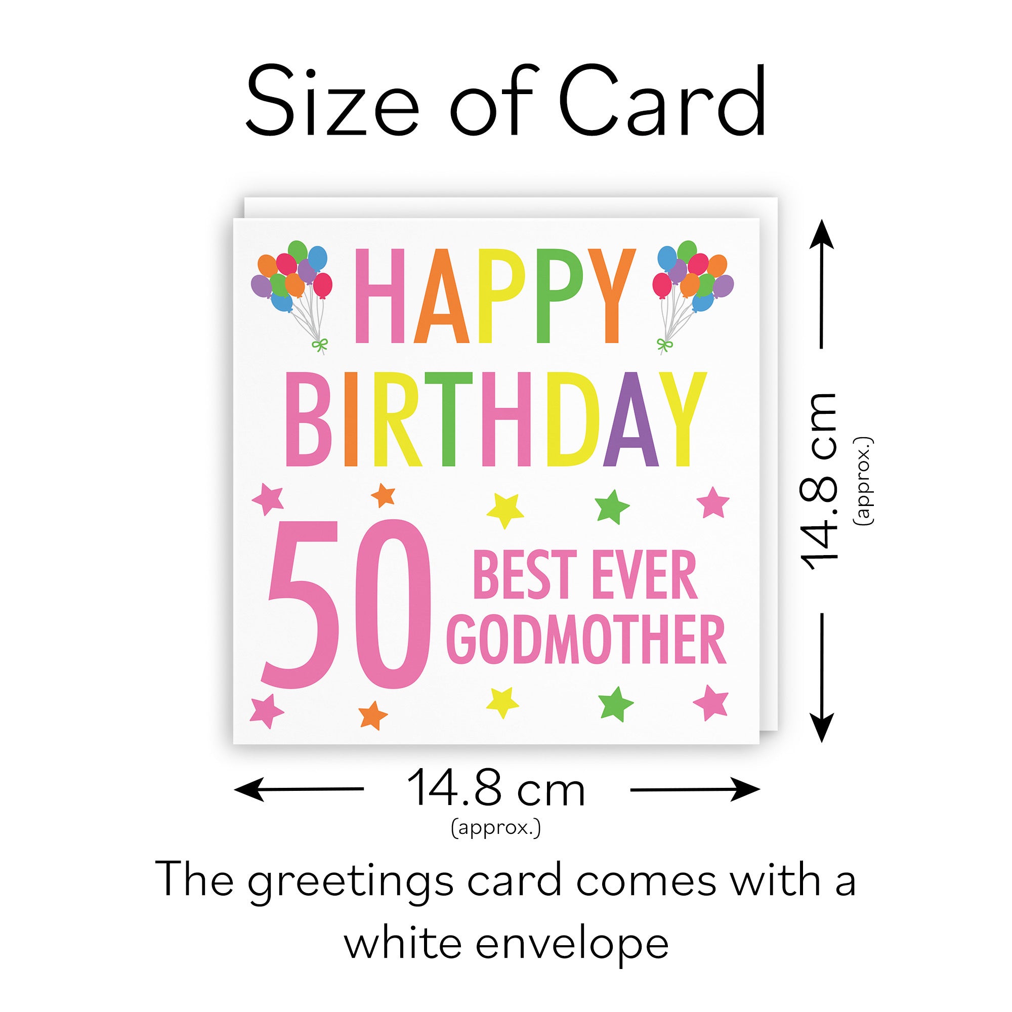 50th Godmother Birthday Card Colourful - Default Title (TH03160)
