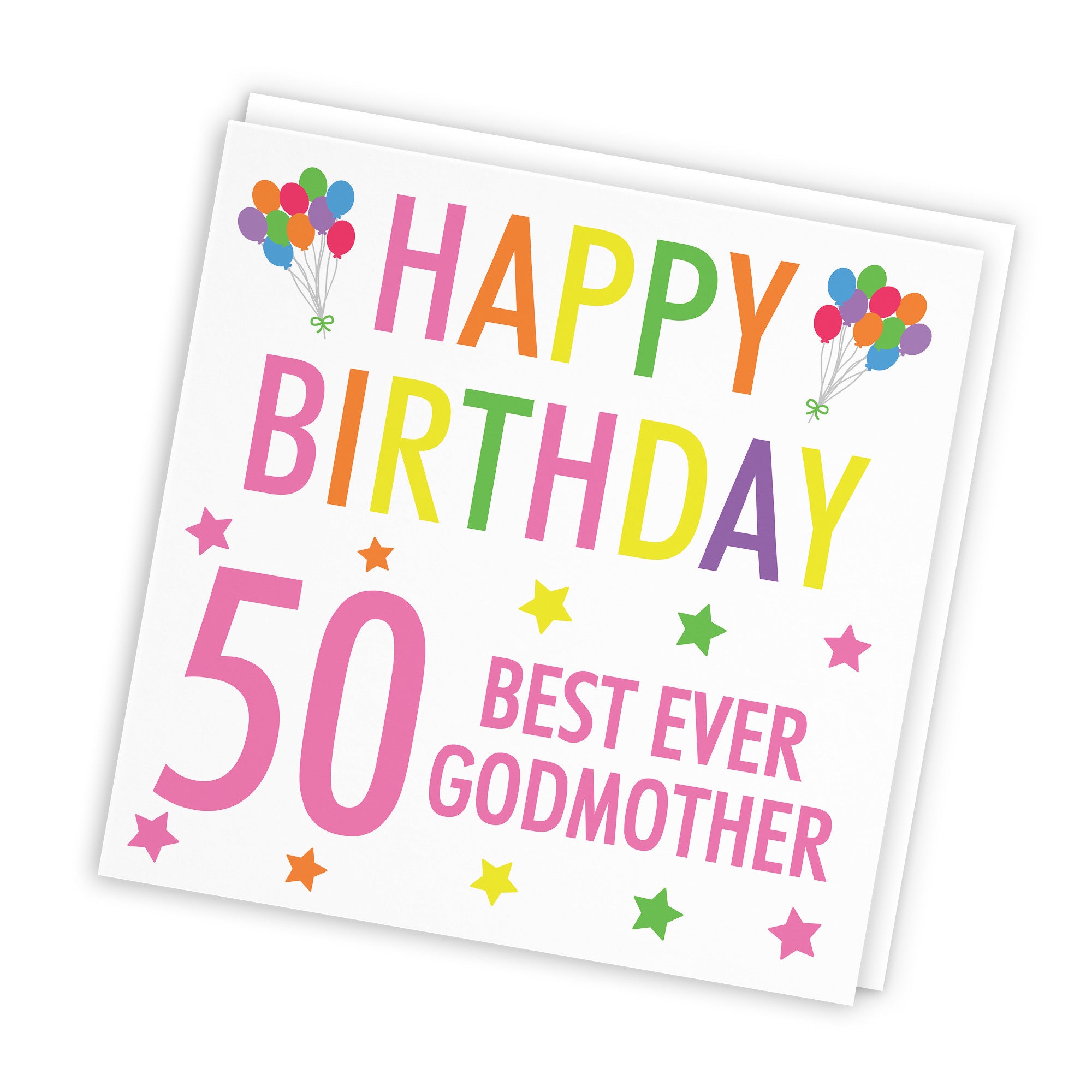 50th Godmother Birthday Card Colourful - Default Title (TH03160)