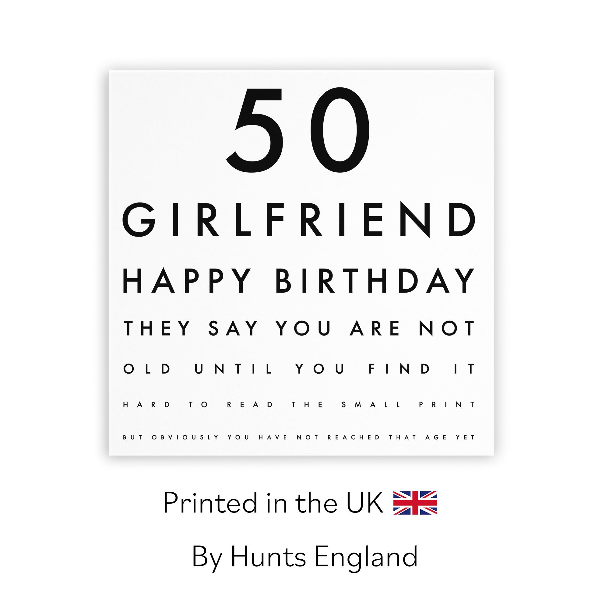 50th Girlfriend Birthday Card Funny Eye Sight Letters - Default Title (TH03169)
