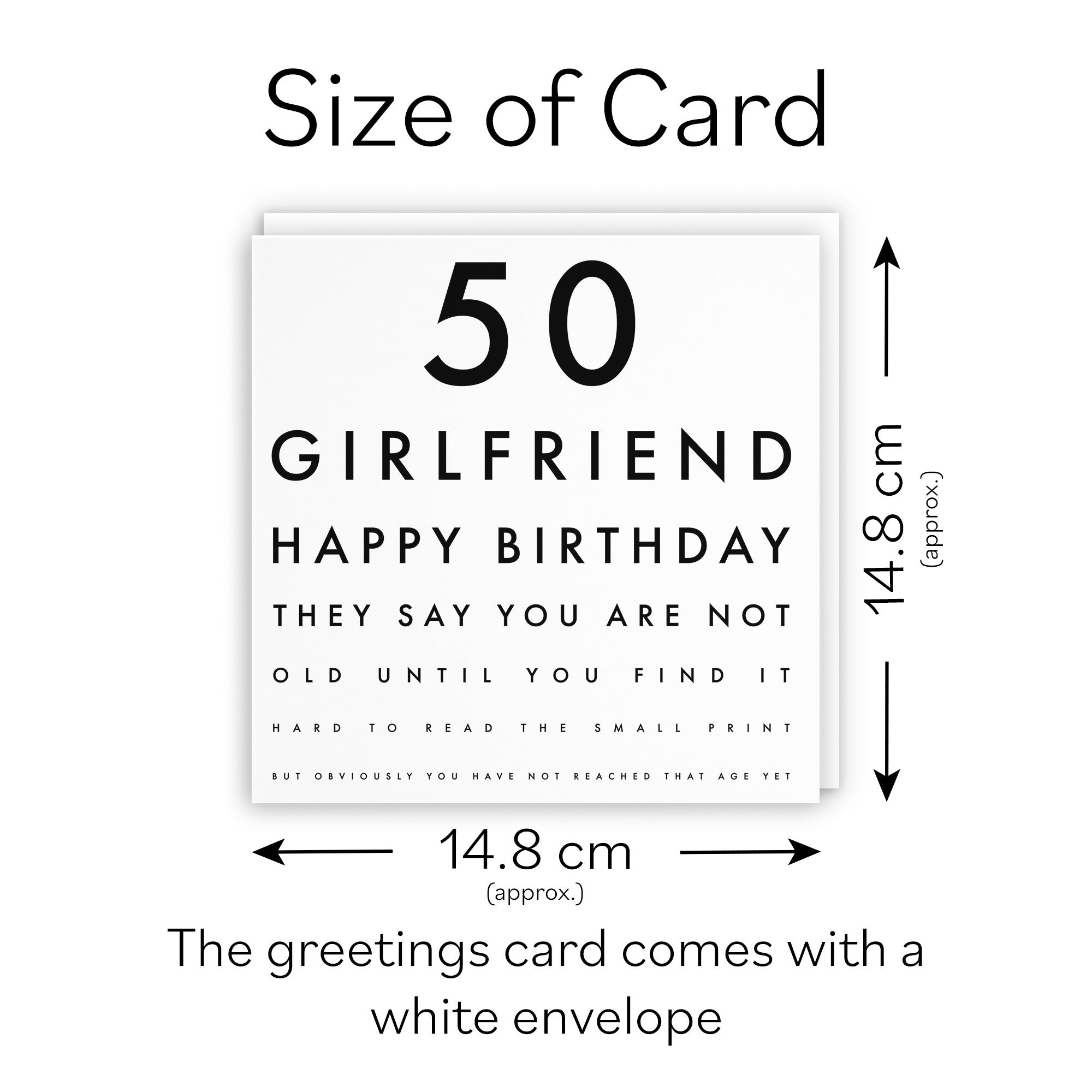 50th Girlfriend Birthday Card Funny Eye Sight Letters - Default Title (TH03169)