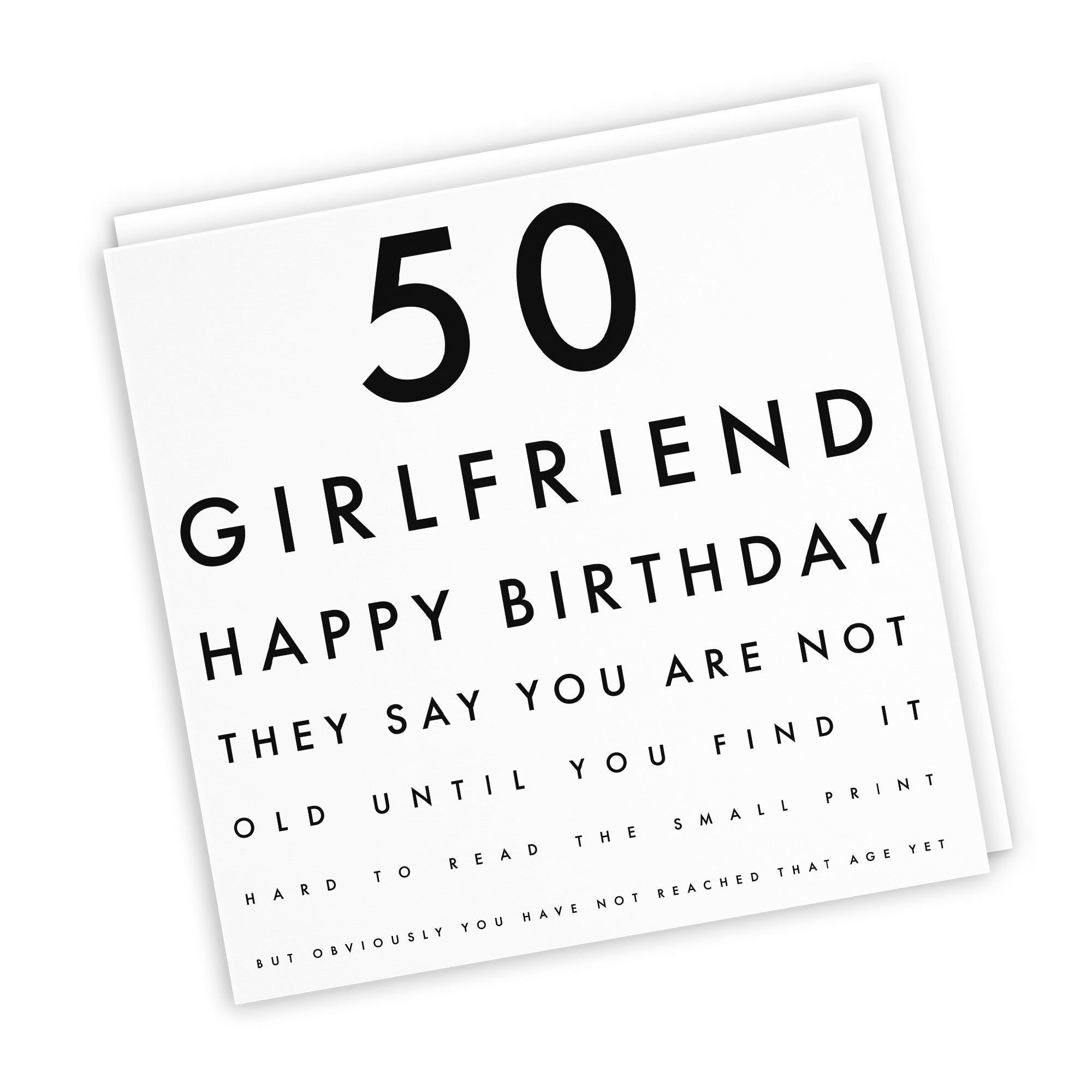 50th Girlfriend Birthday Card Funny Eye Sight Letters - Default Title (TH03169)