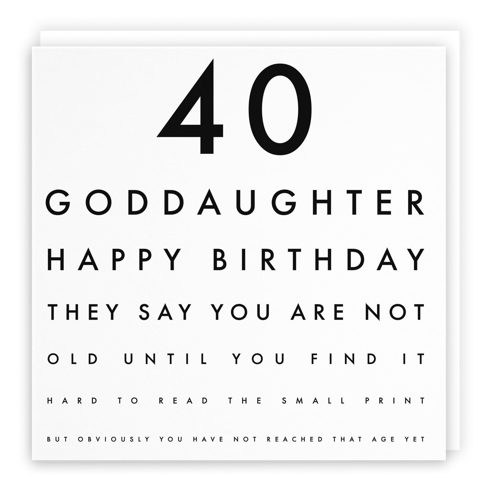 40th Goddaughter Birthday Card Funny Eye Sight Letters - Default Title (TH03173)