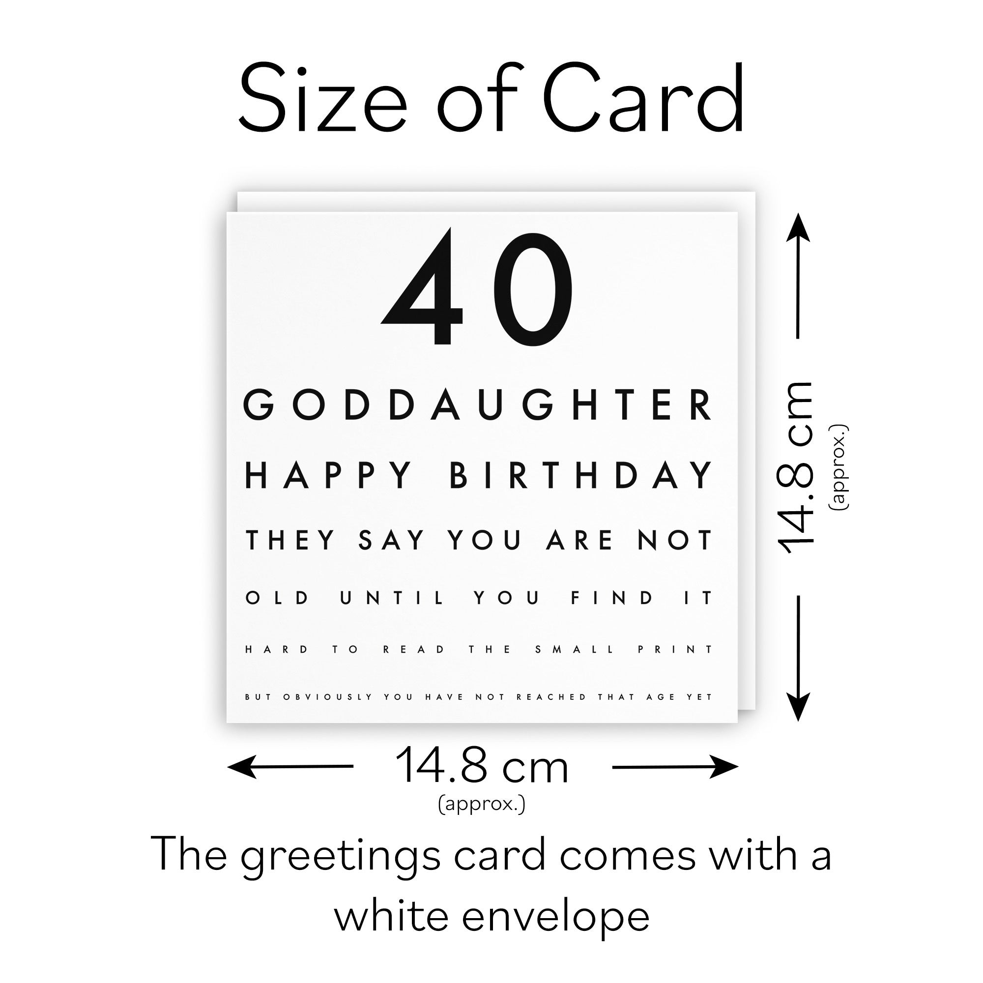 40th Goddaughter Birthday Card Funny Eye Sight Letters - Default Title (TH03173)