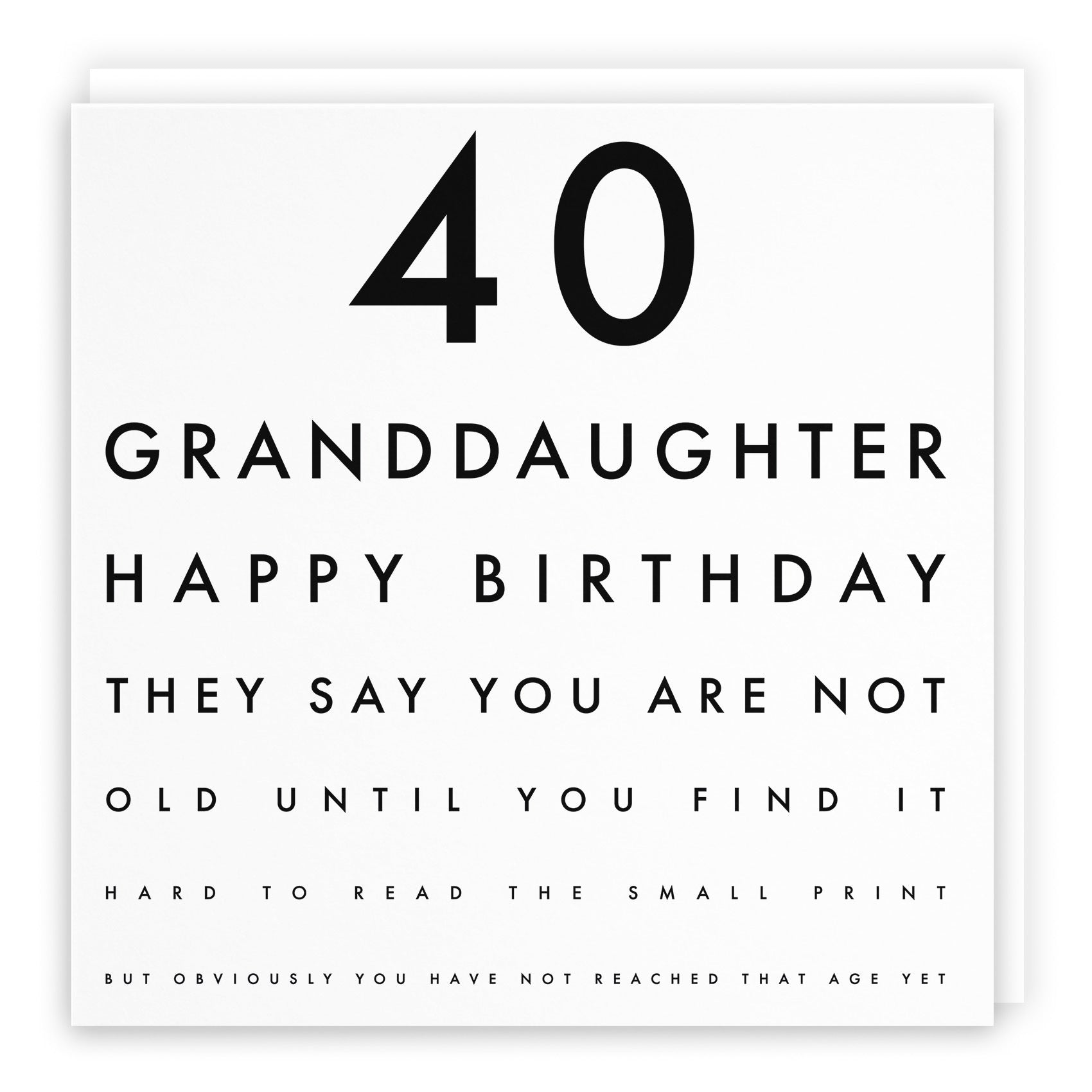 40th Granddaughter Birthday Card Funny Eye Sight Letters - Default Title (TH03179)