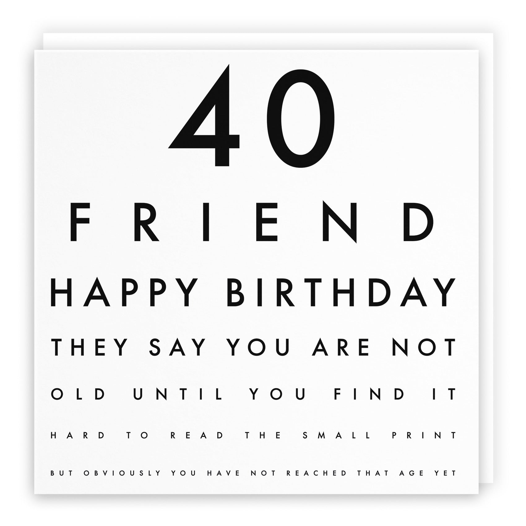 40th Friend Birthday Card Funny Eye Sight Letters - Default Title (TH03182)
