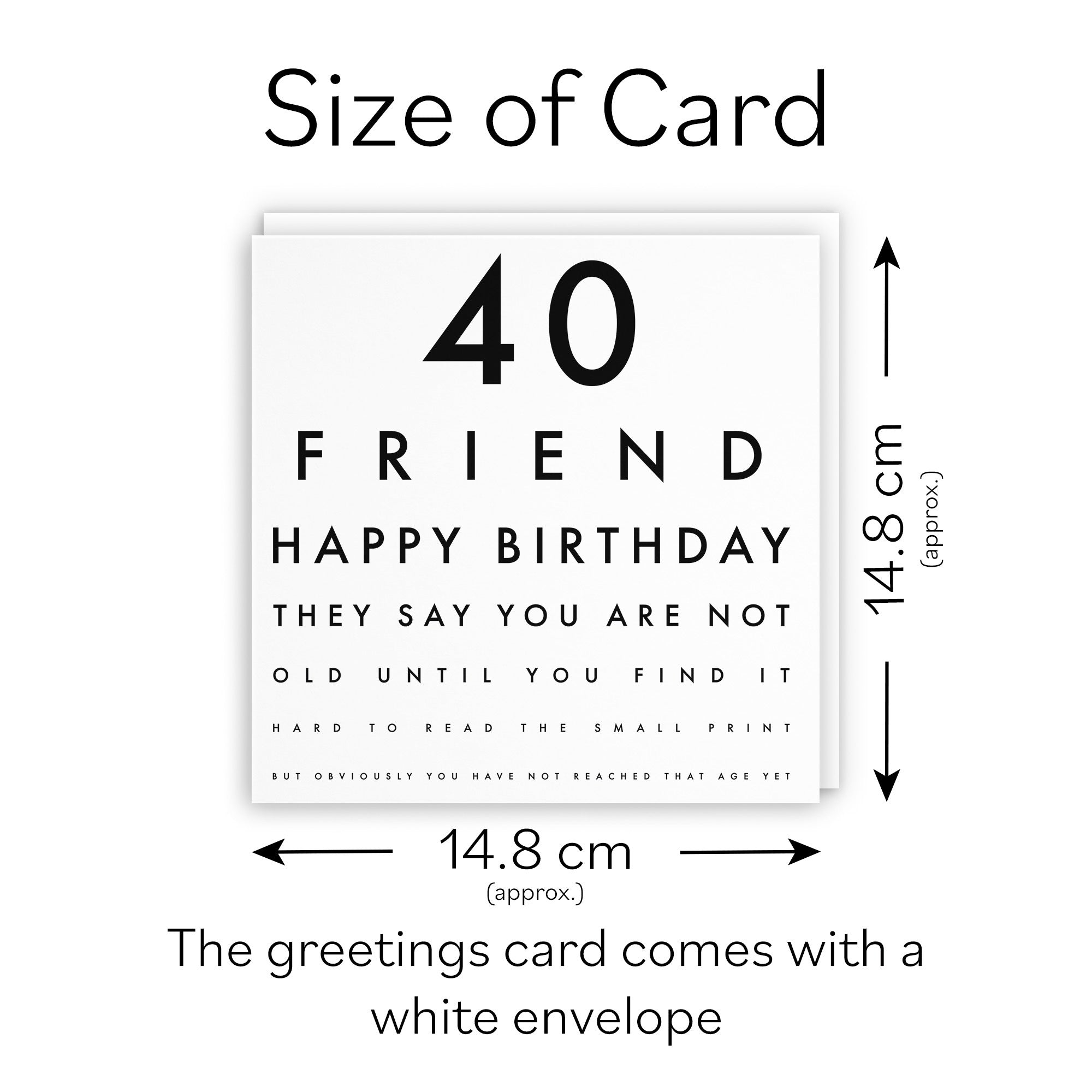 40th Friend Birthday Card Funny Eye Sight Letters - Default Title (TH03182)