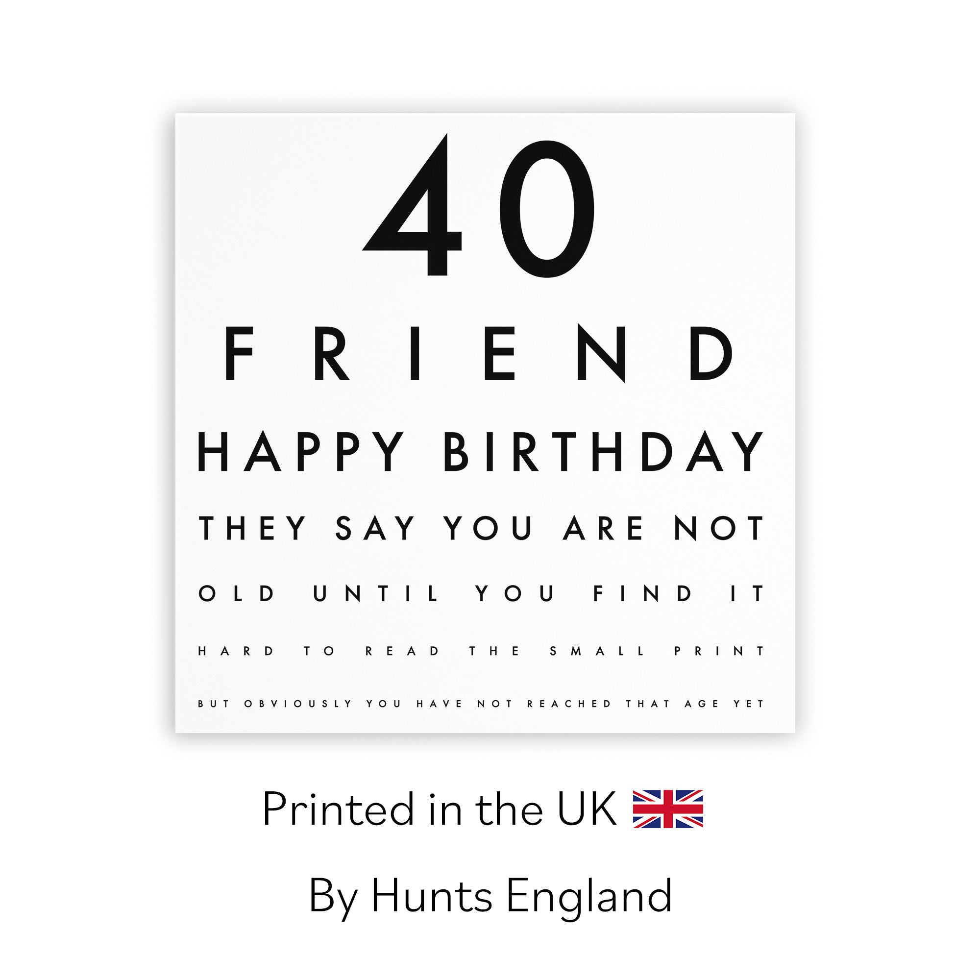40th Friend Birthday Card Funny Eye Sight Letters - Default Title (TH03182)