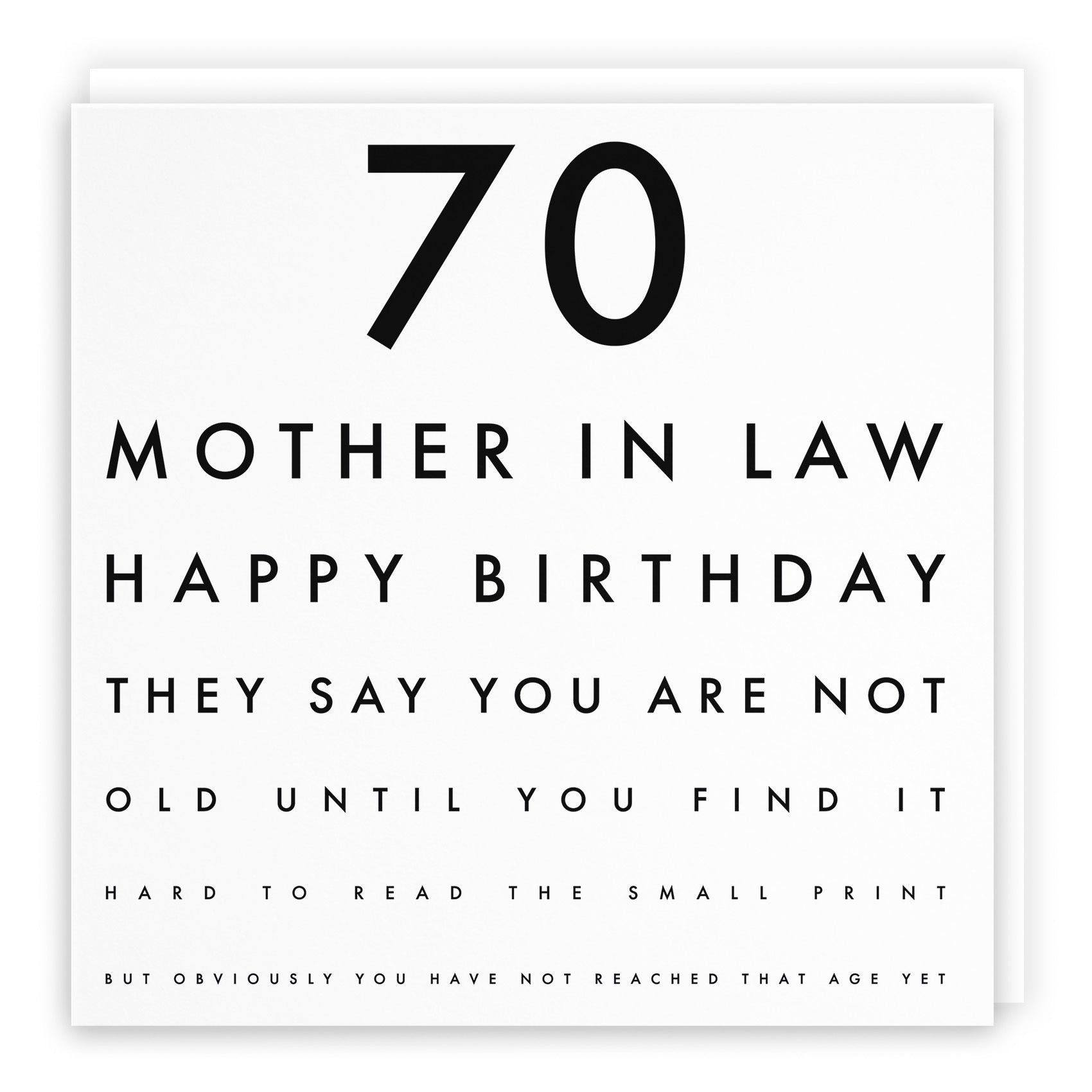70th Mother In Law Birthday Card Funny Eye Sight Letters - Default Title (TH03188)