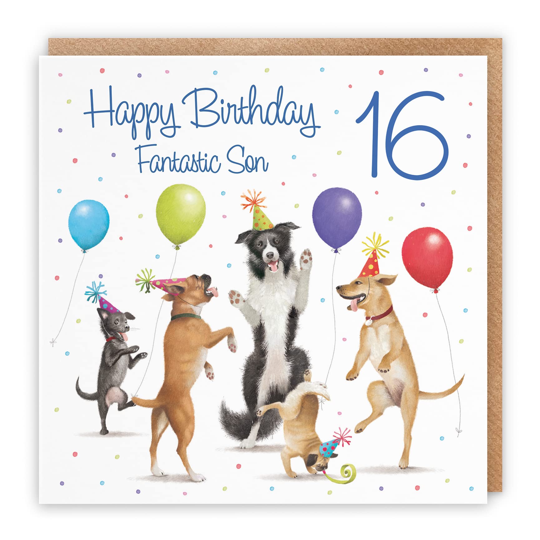 16th Son Birthday Card Dancing Dogs Milo's Gallery