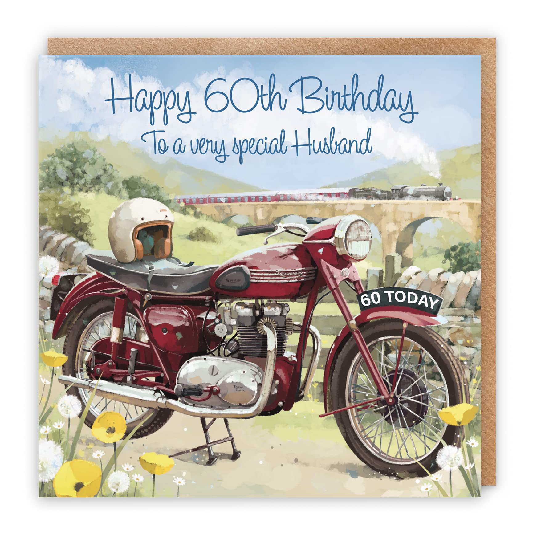 60th Husband Birthday Card Vintage Motorbike Milo's Gallery