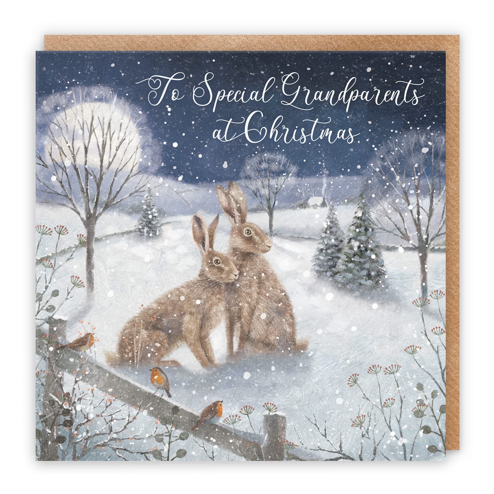 Grandparents Christmas Card 'Snowy Hares' Milo's Gallery