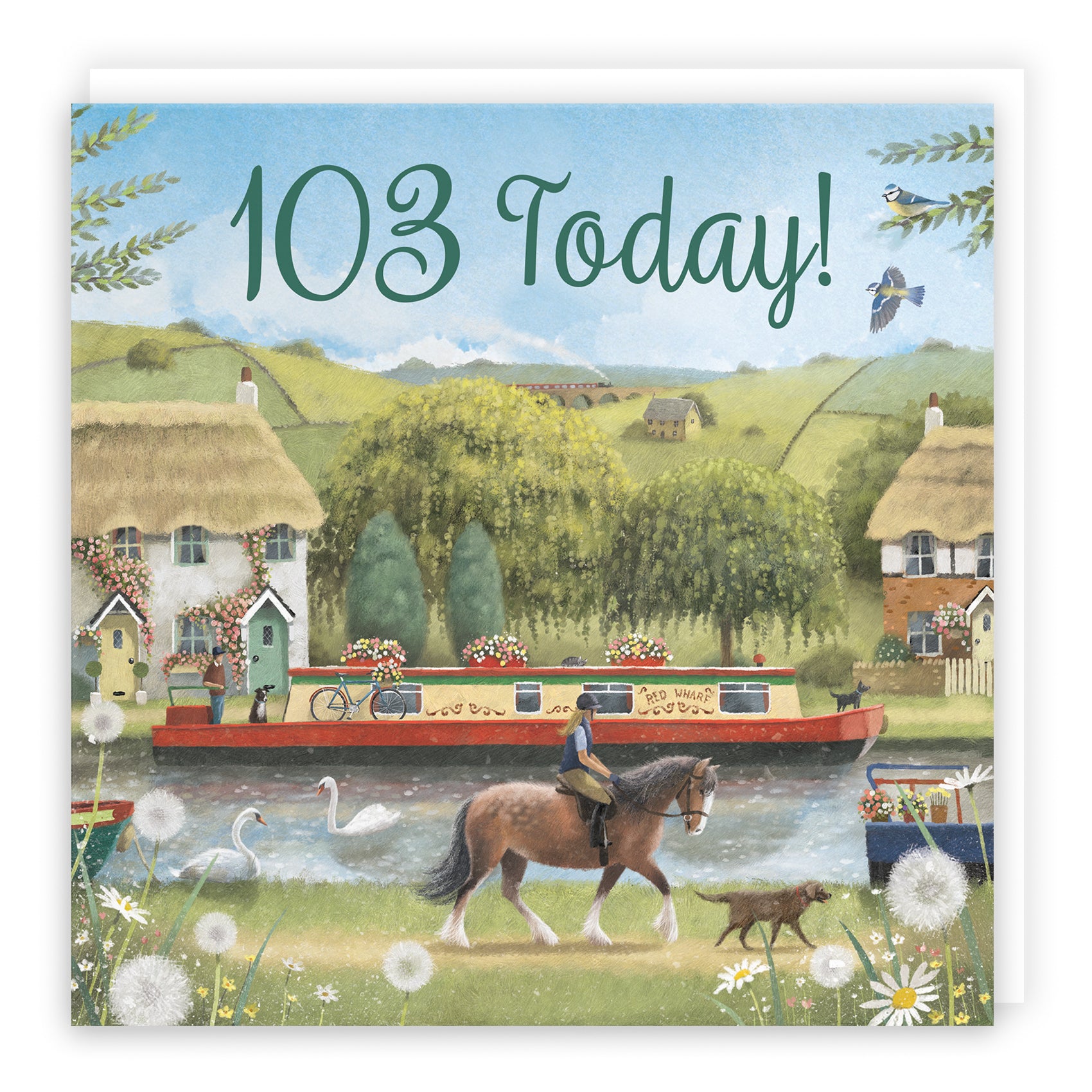 103rd Canal Narrowboat Birthday Card Horse Riding Milo's Gallery