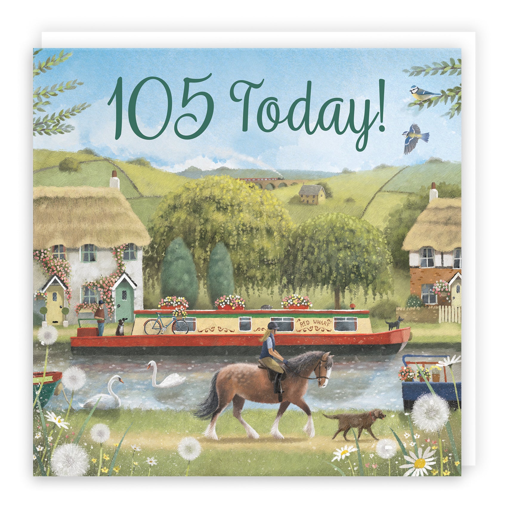 105th Canal Narrowboat Birthday Card Horse Riding Milo's Gallery