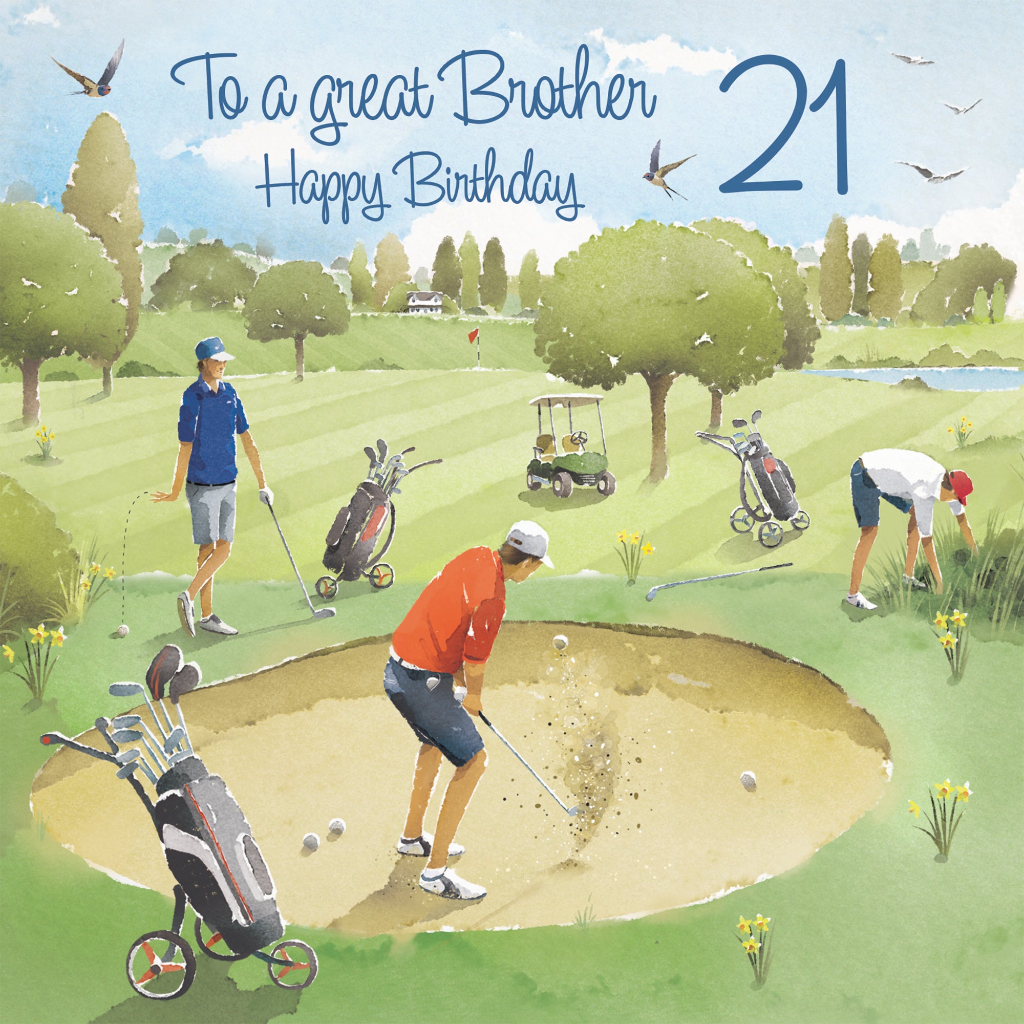 21st Brother Golfing Birthday Card Golf Bunker Milo's Gallery