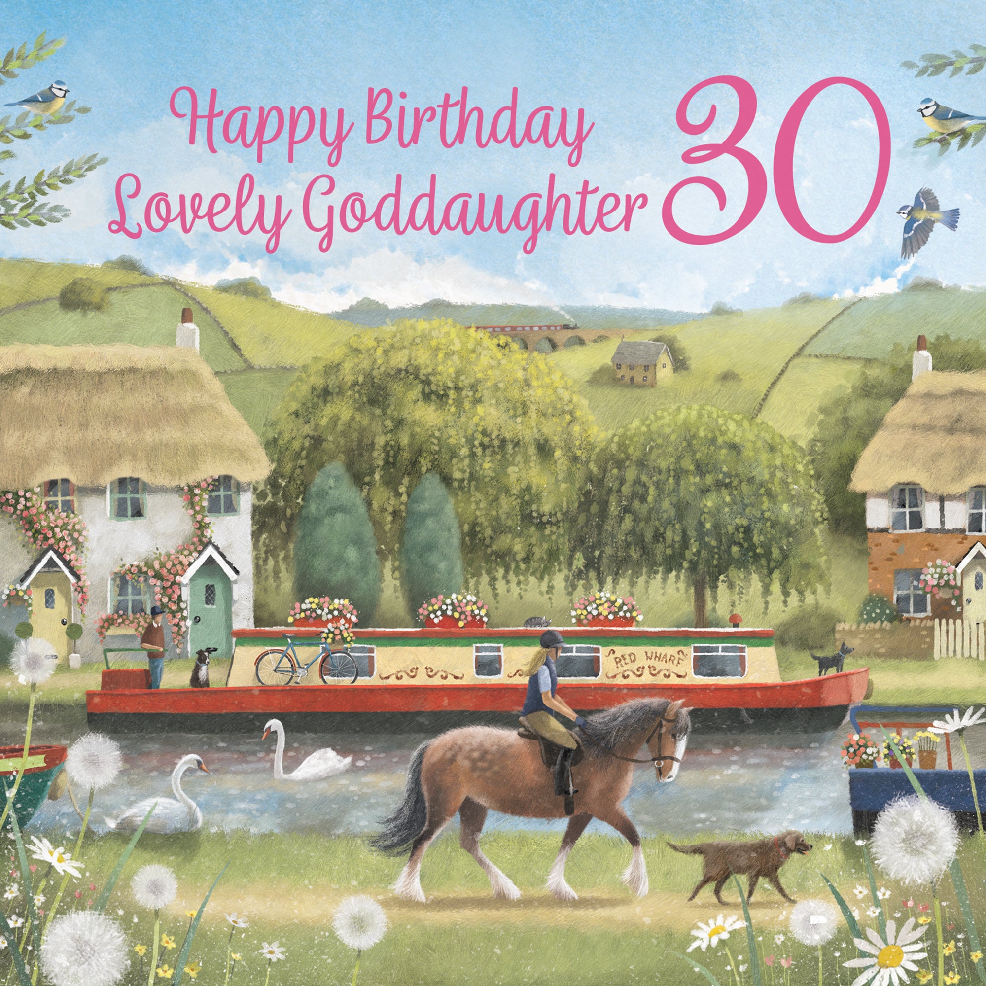 30th Goddaughter Canal Narrowboat Birthday Card Horse Riding Milo's Gallery