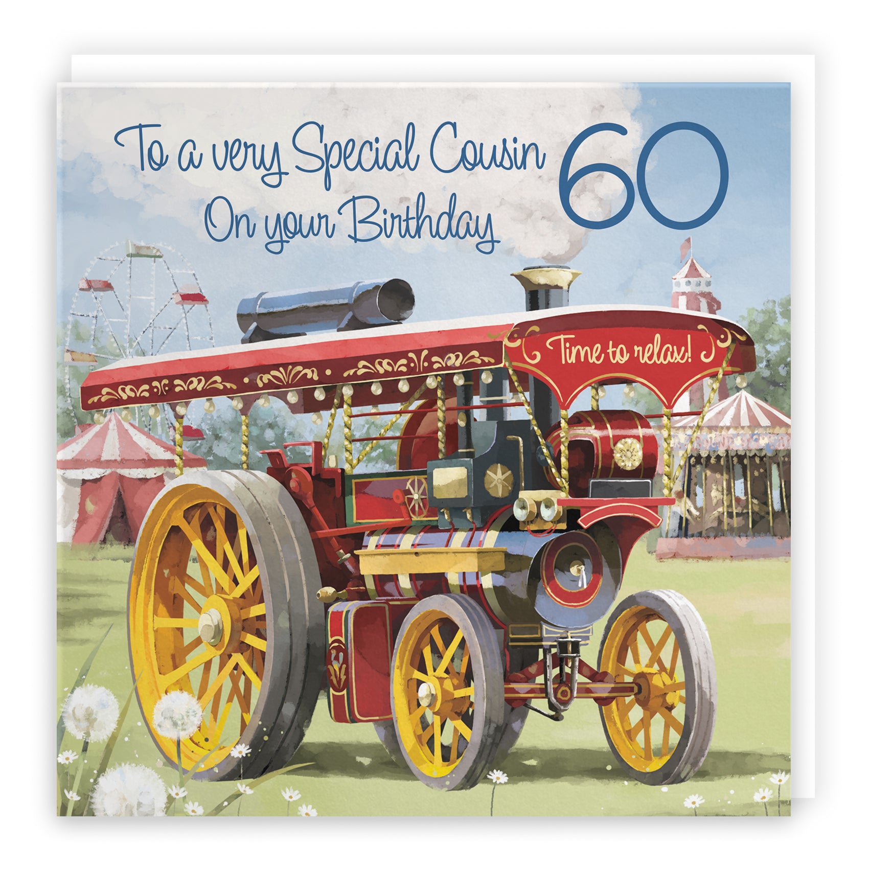 60th Cousin Traction Engine Birthday Card Steam Tractor Milo's Gallery