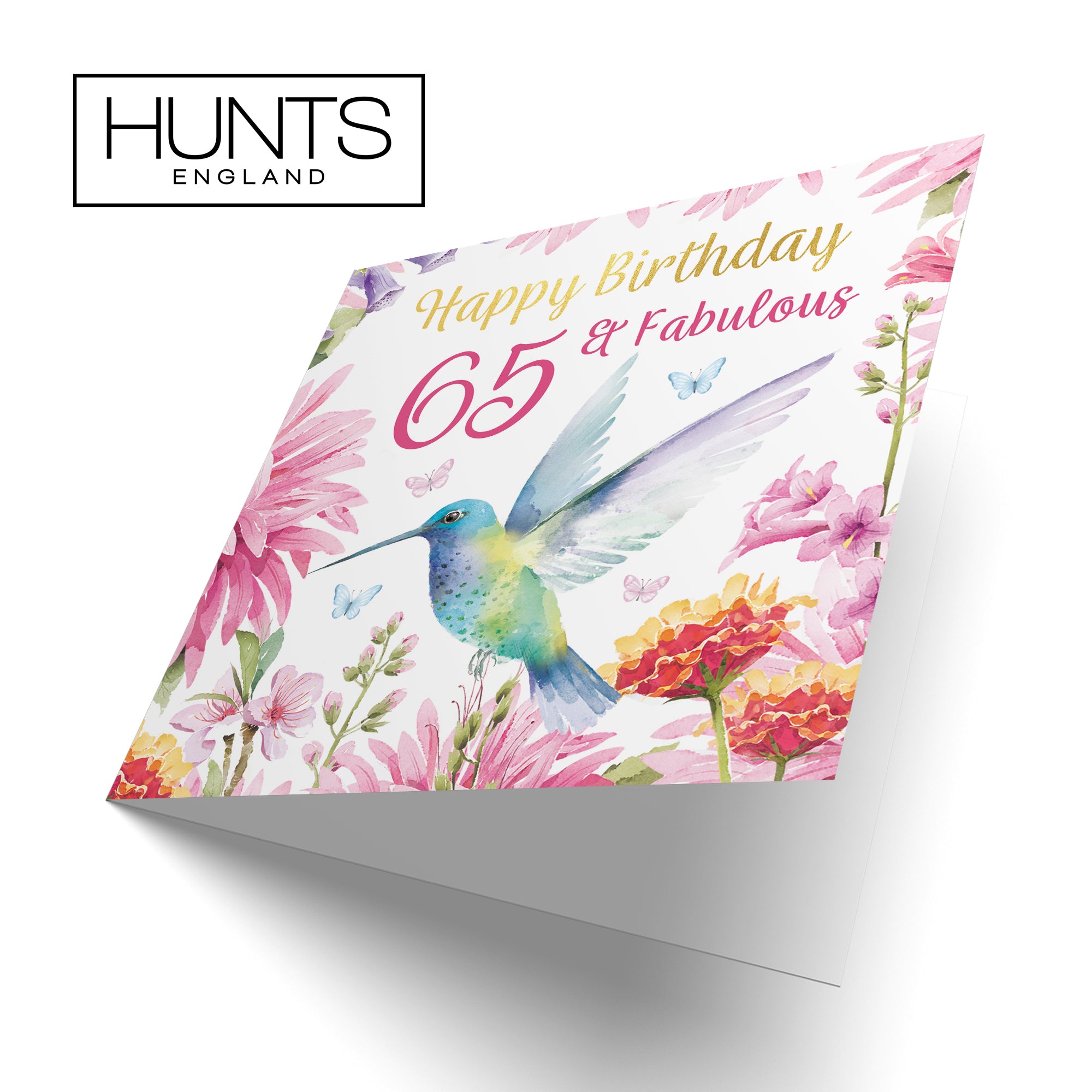 65th Birthday Card Hummingbird Gold Foil Milo's Gallery