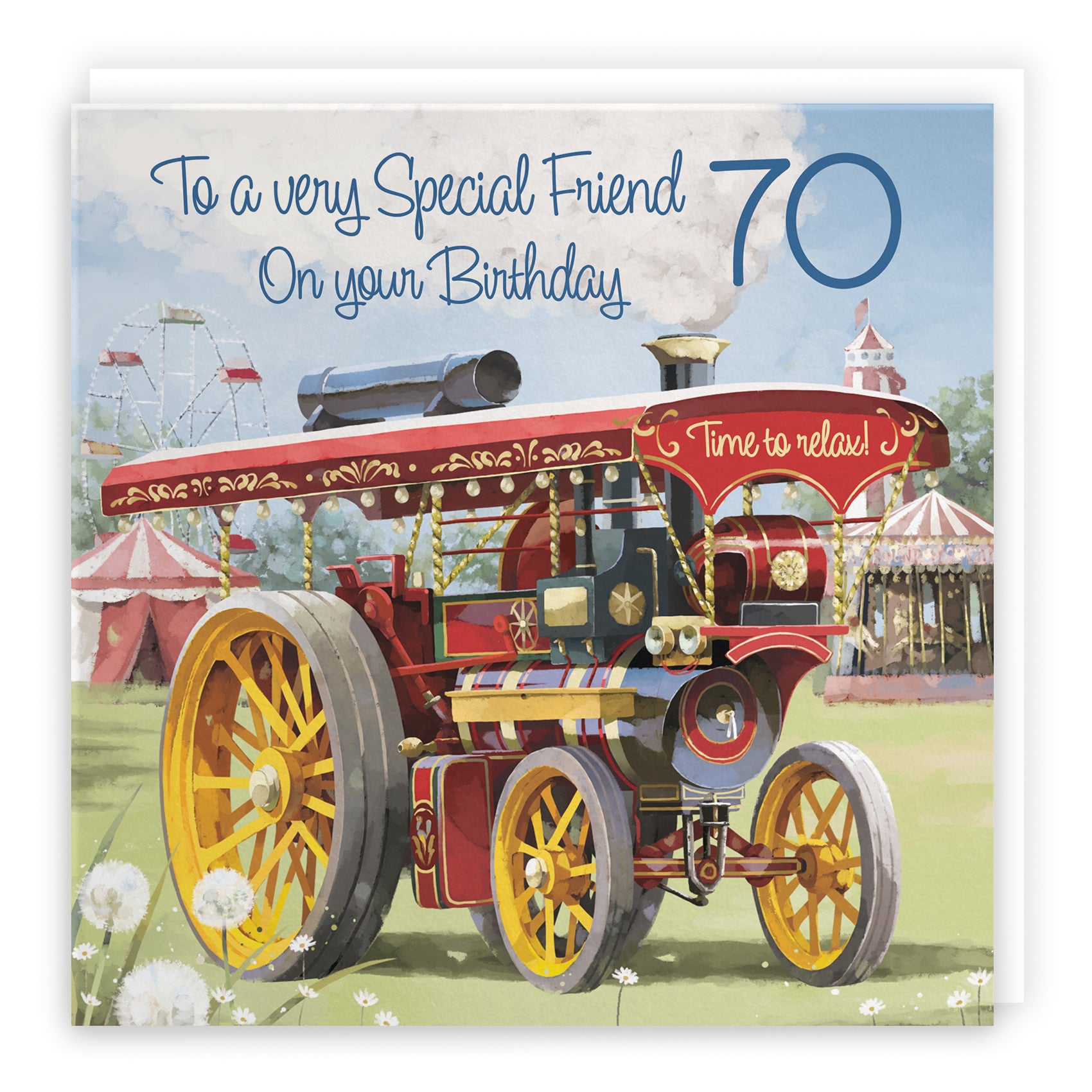 70th Friend Traction Engine Birthday Card Steam Tractor Milo's Gallery