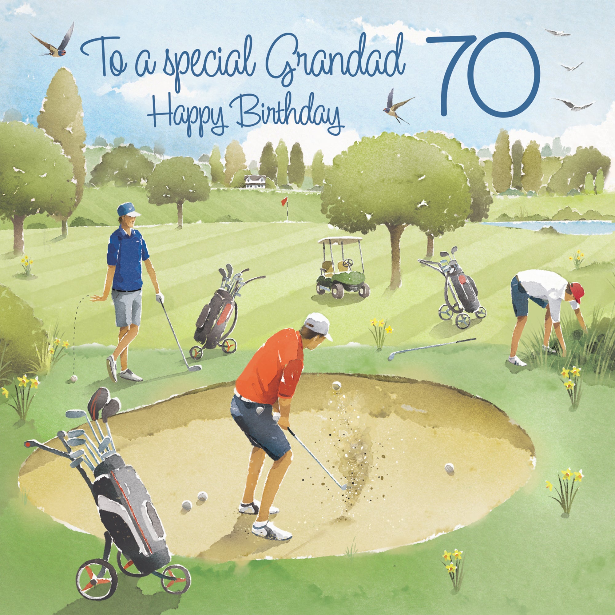 70th Grandad Golfing Birthday Card Golf Bunker Milo's Gallery