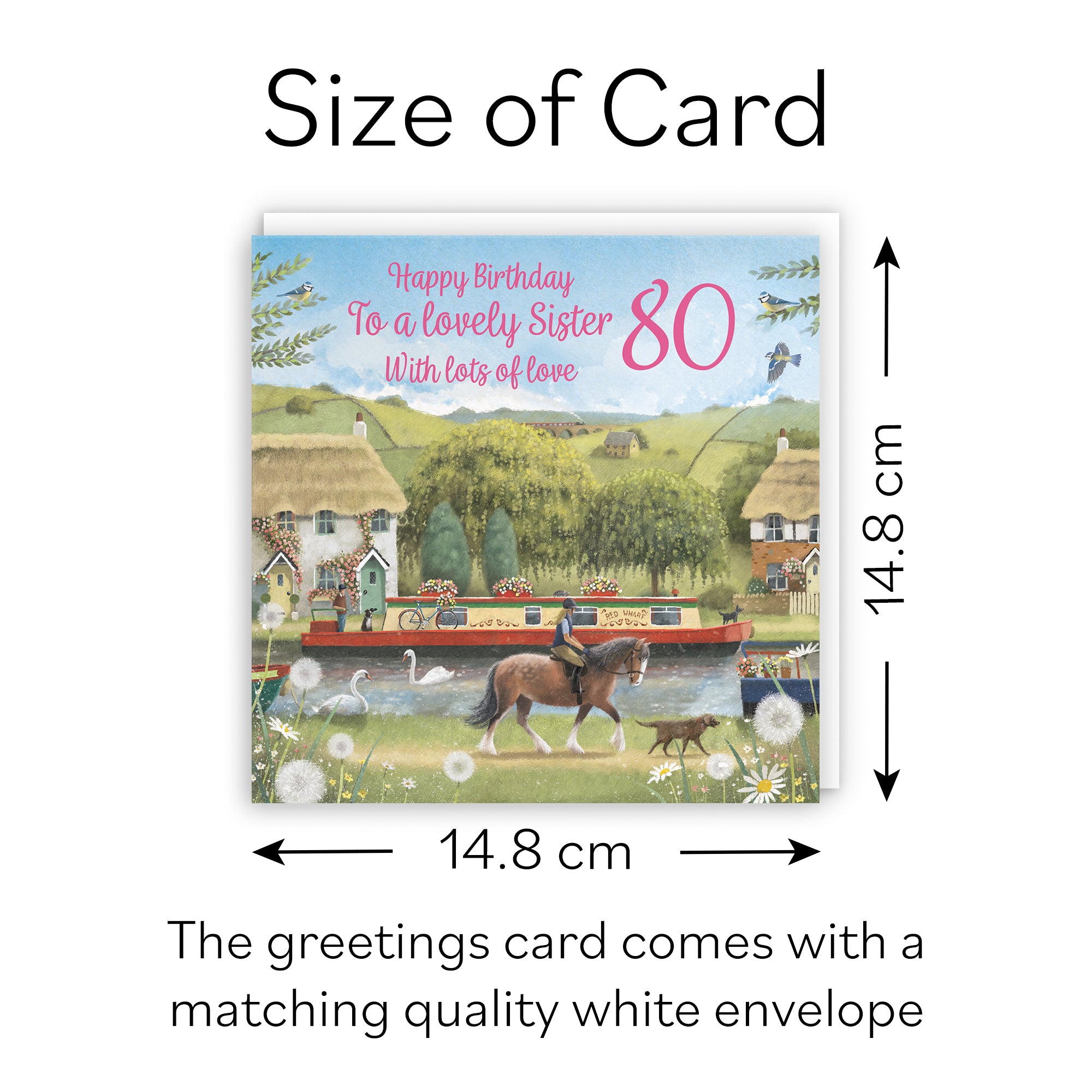 80th Sister Canal Narrowboat Birthday Card Horse Riding Milo's Gallery
